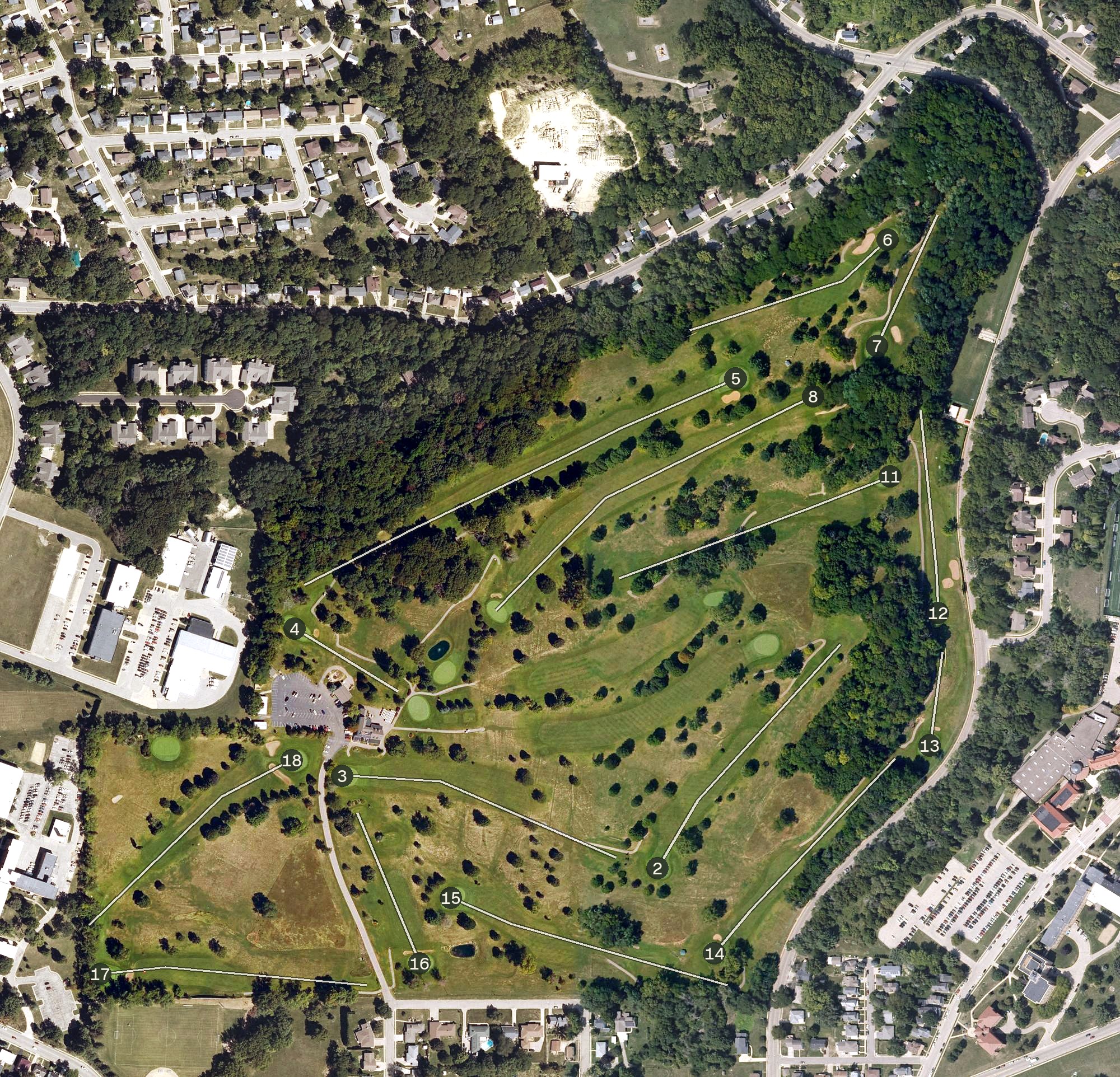 Aerial view of Bunker Hill Golf Course, IA