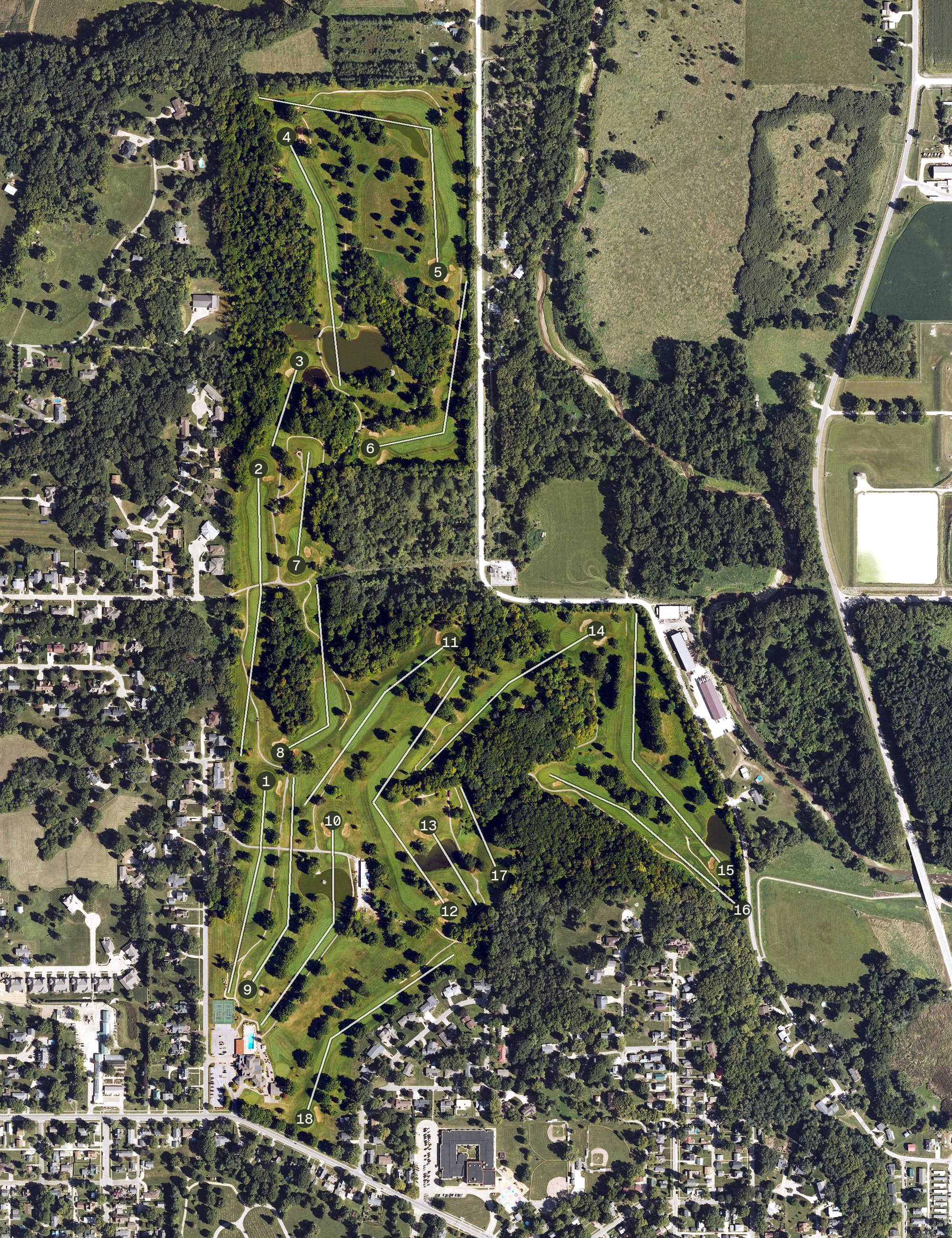 Aerial view of Burlington Golf Club, IA