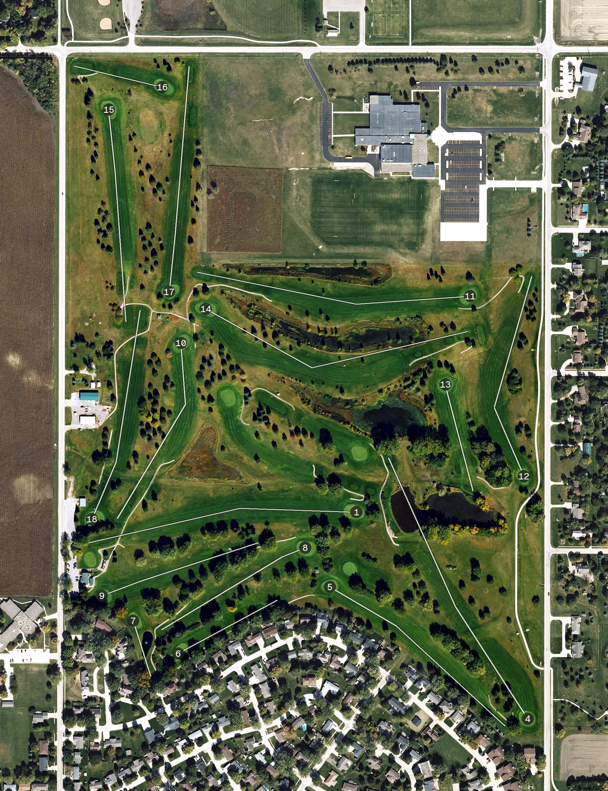 Aerial view of Carroll Municipal Golf Course, IA