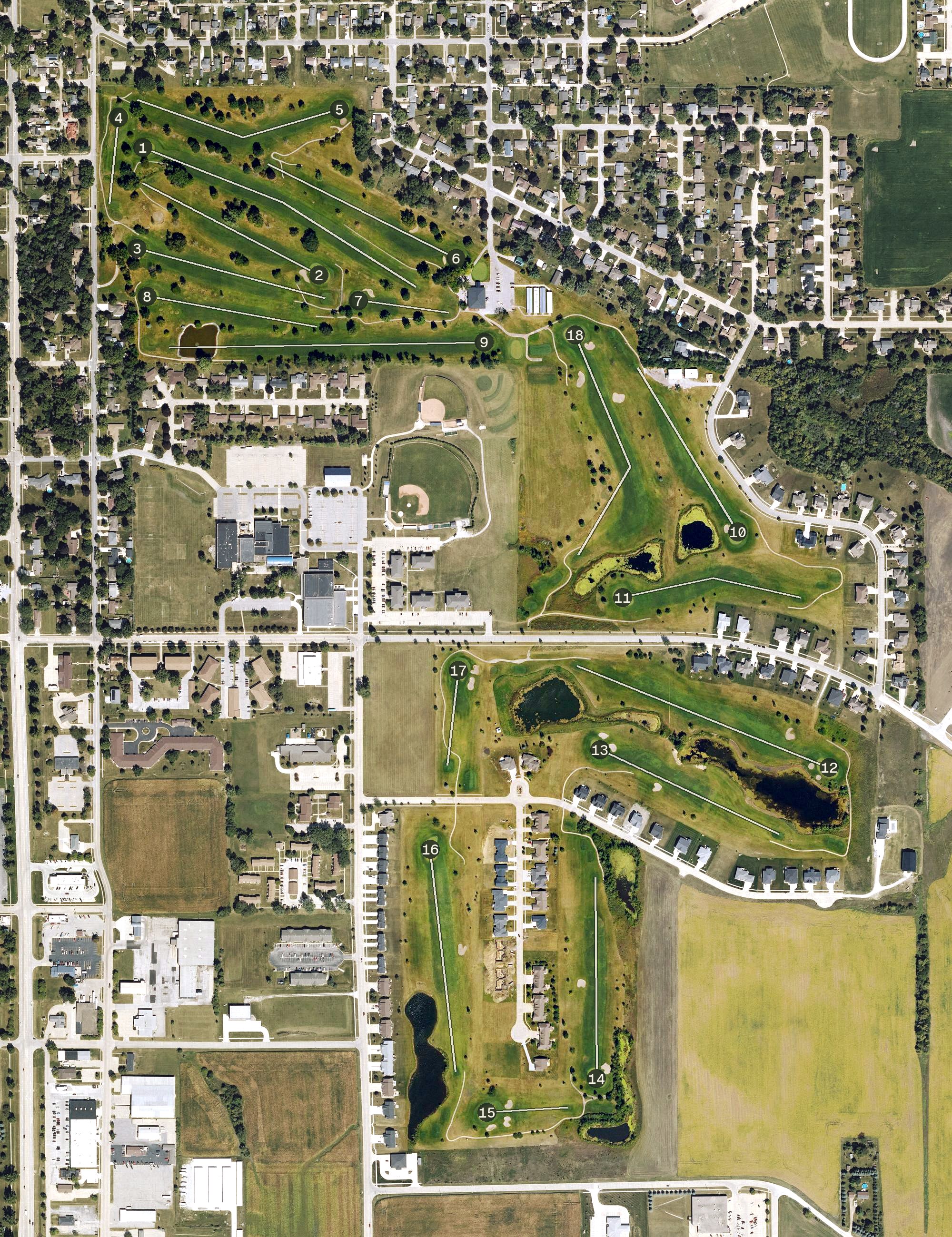 Aerial view of Cedar Pointe Golf Course, IA