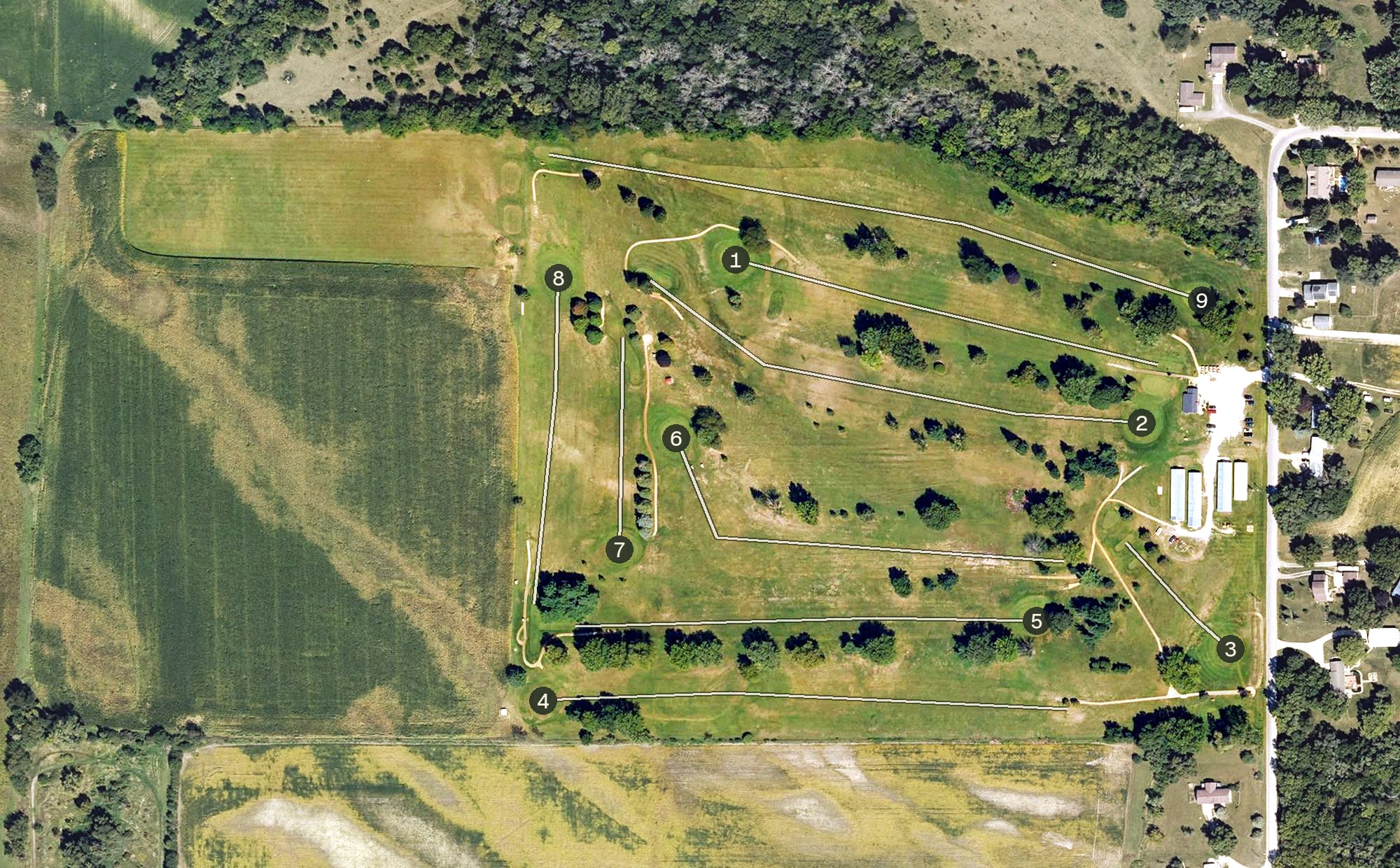 Aerial view of Colfax Golf Club, IA