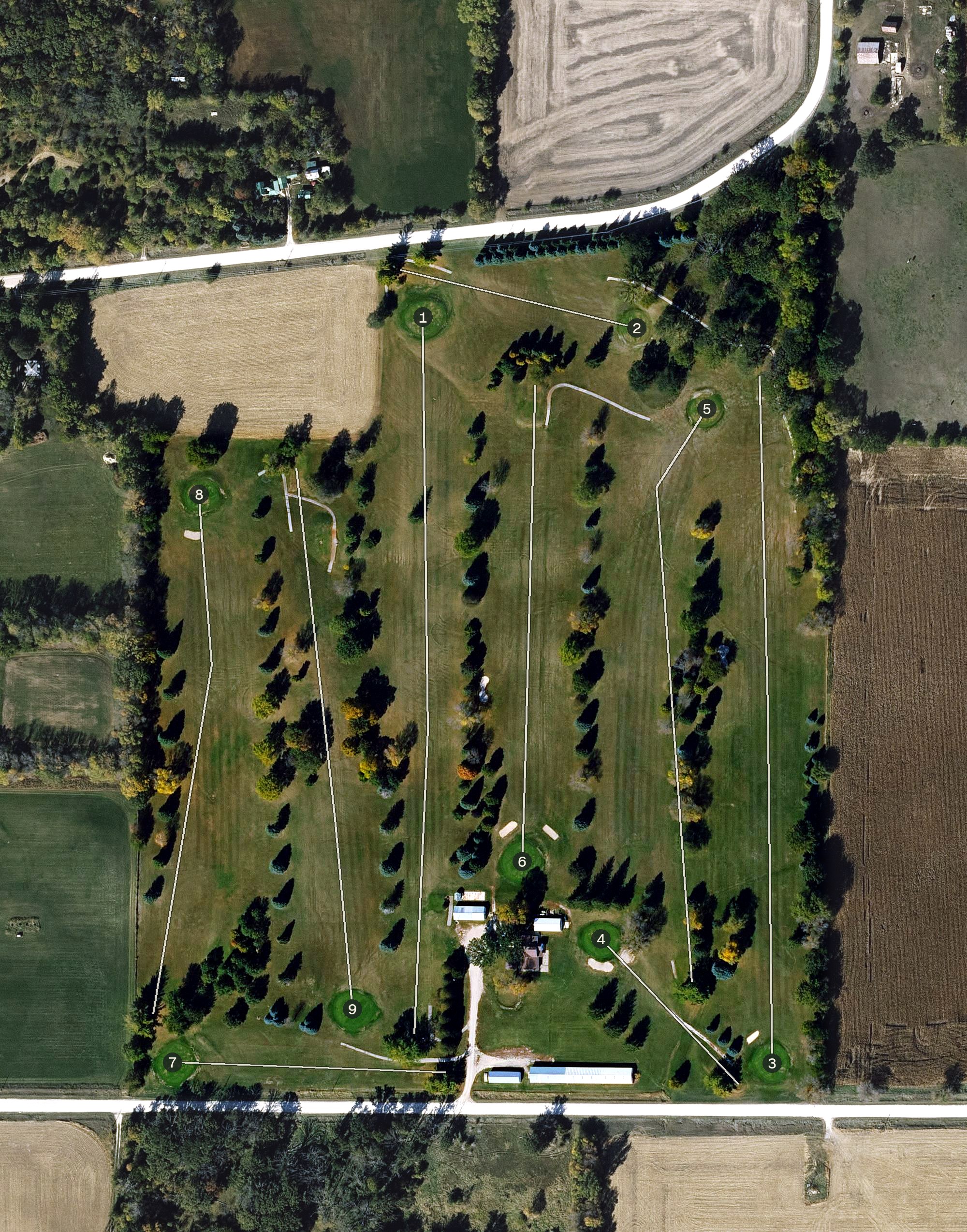 Aerial view of Dows Golf Course, IA