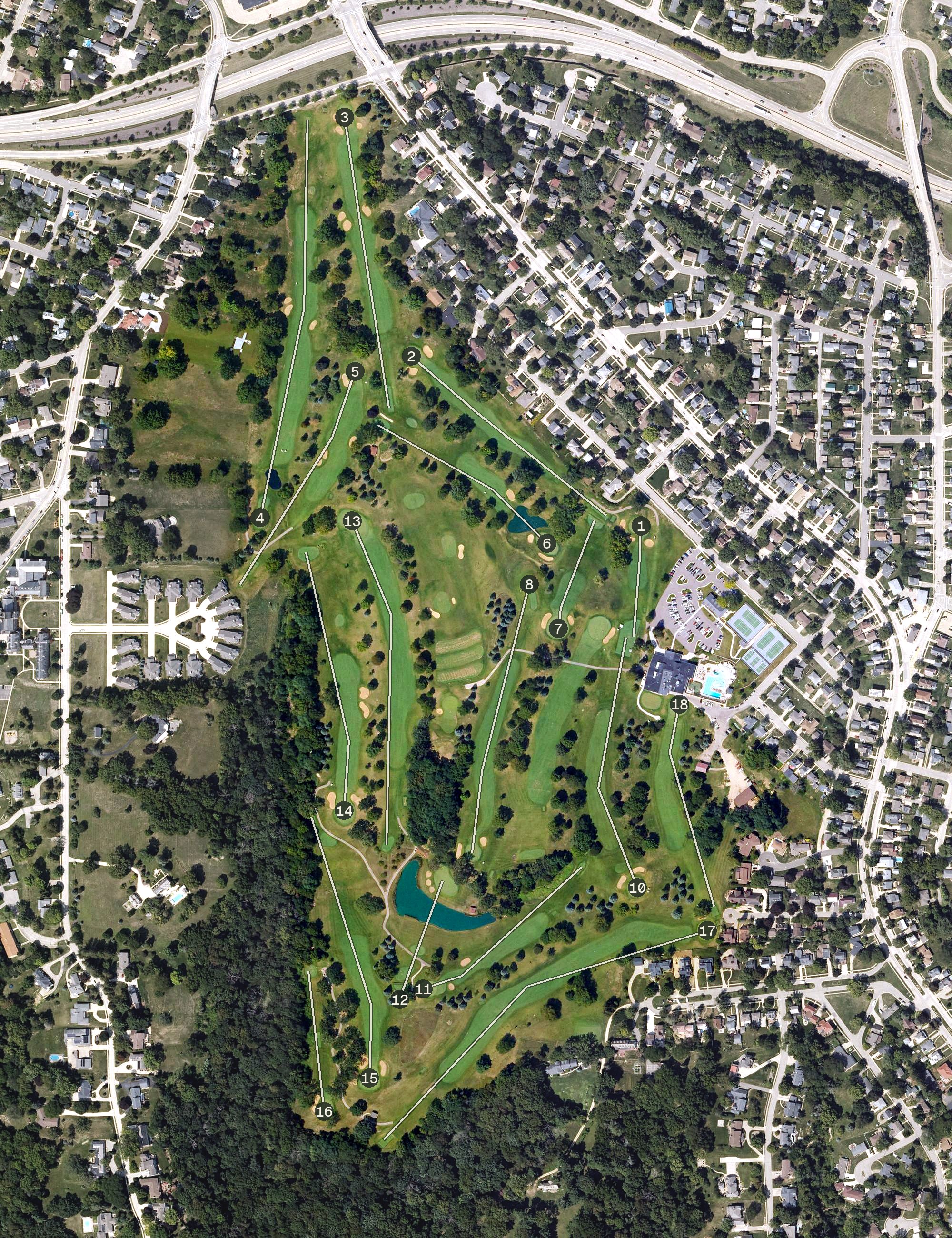 Aerial view of Dubuque Country Club, IA