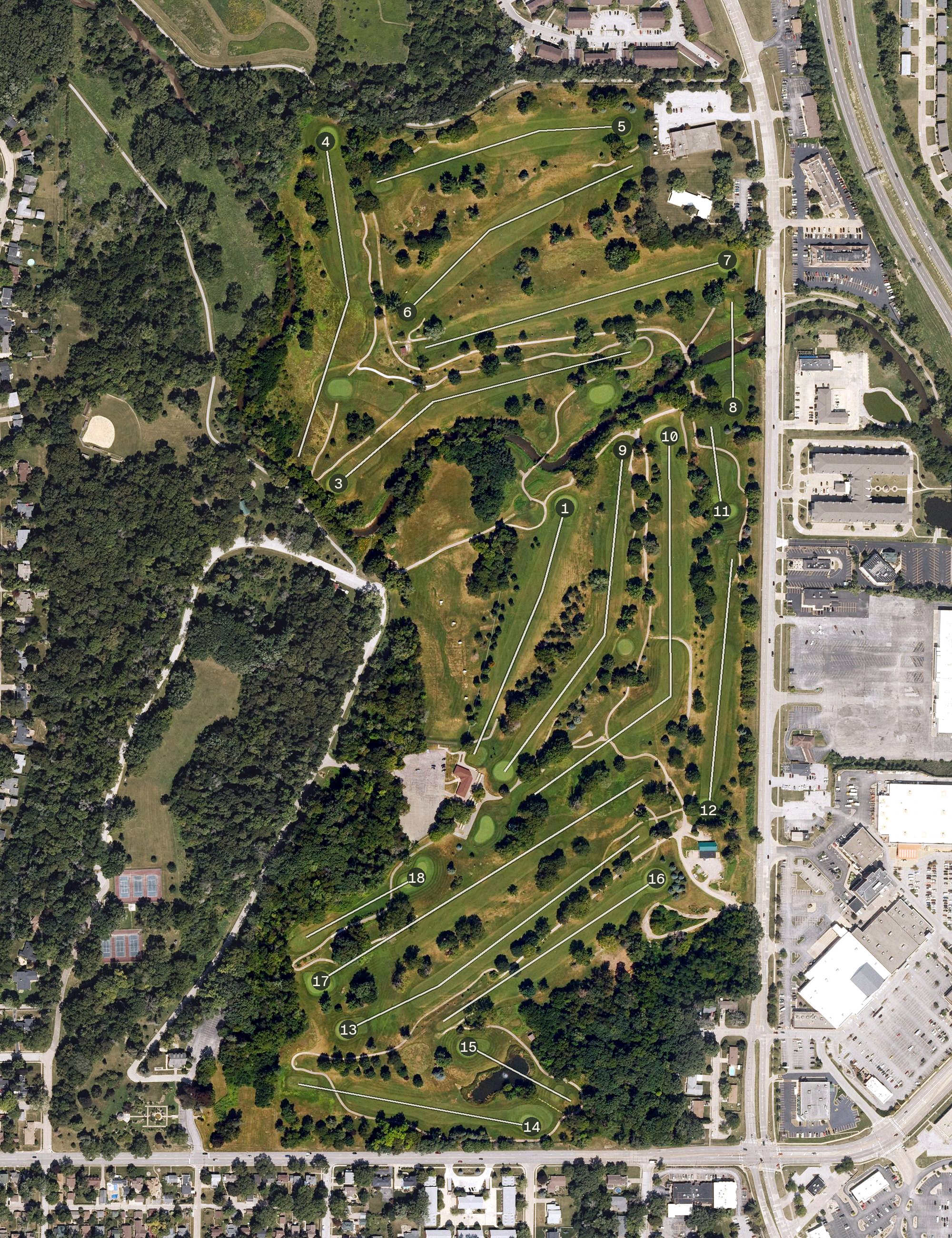 Aerial view of Duck Creek Golf Course, IA