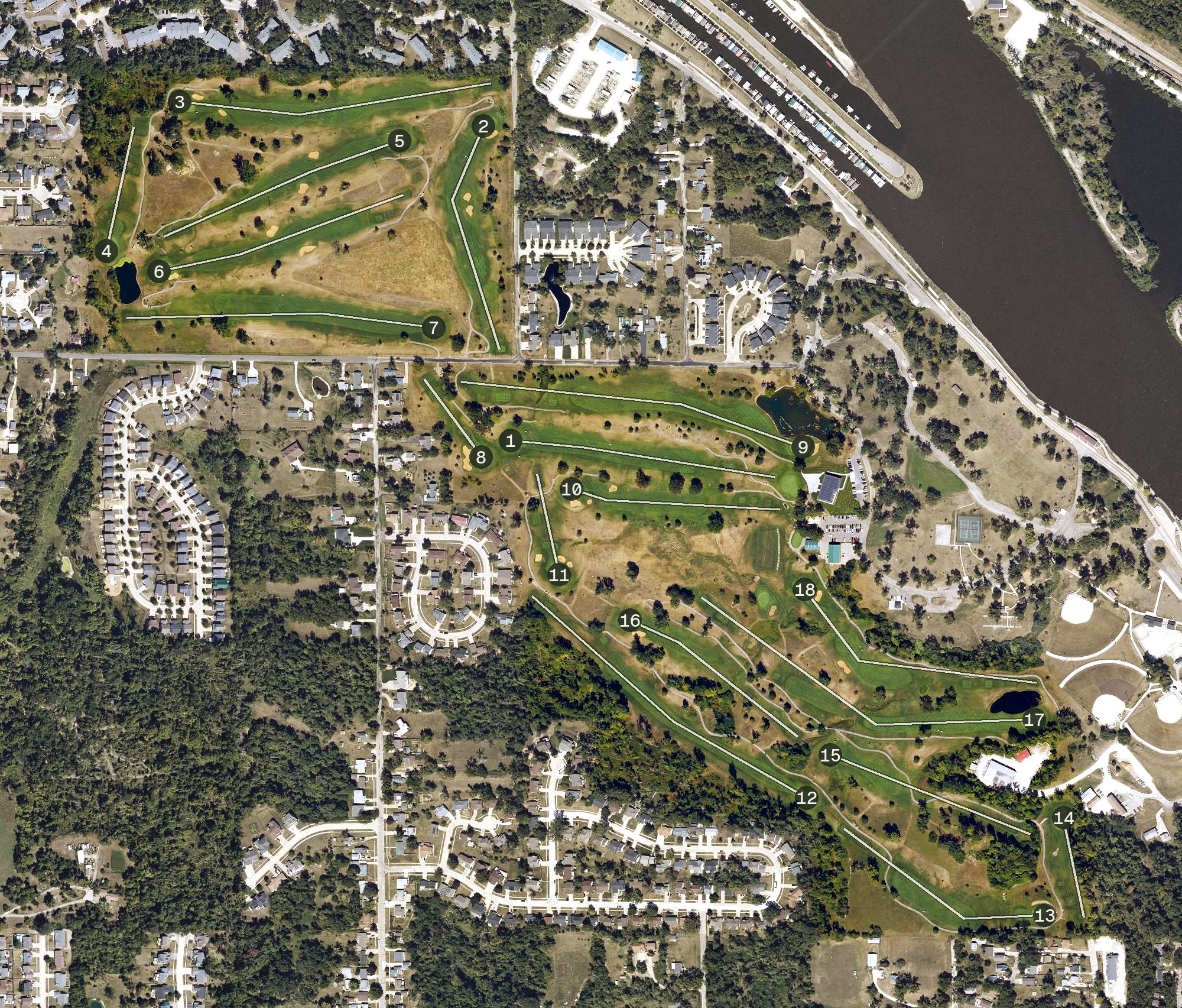 Aerial view of Ellis Golf Course, IA