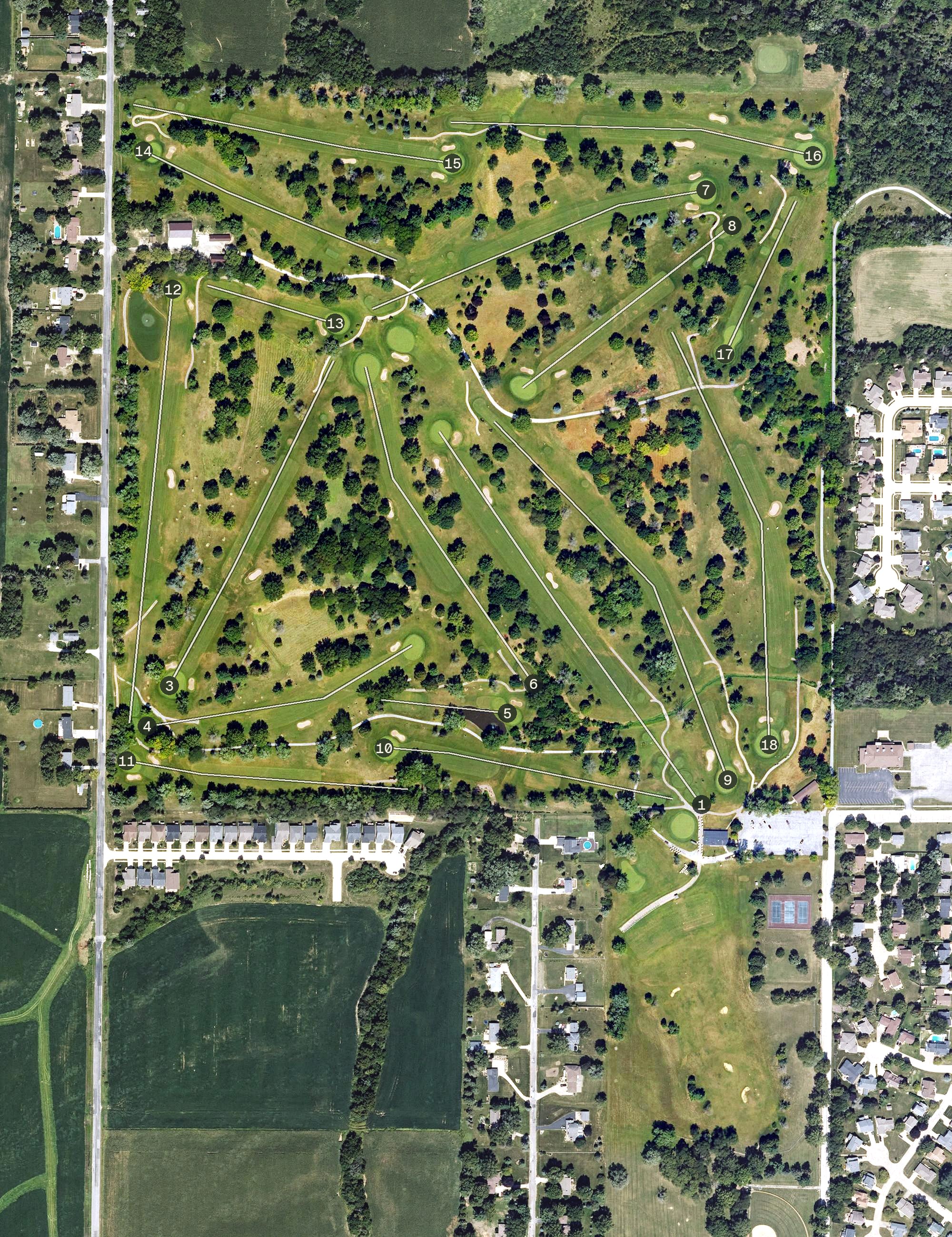 Aerial view of Emeis Golf Course, IA