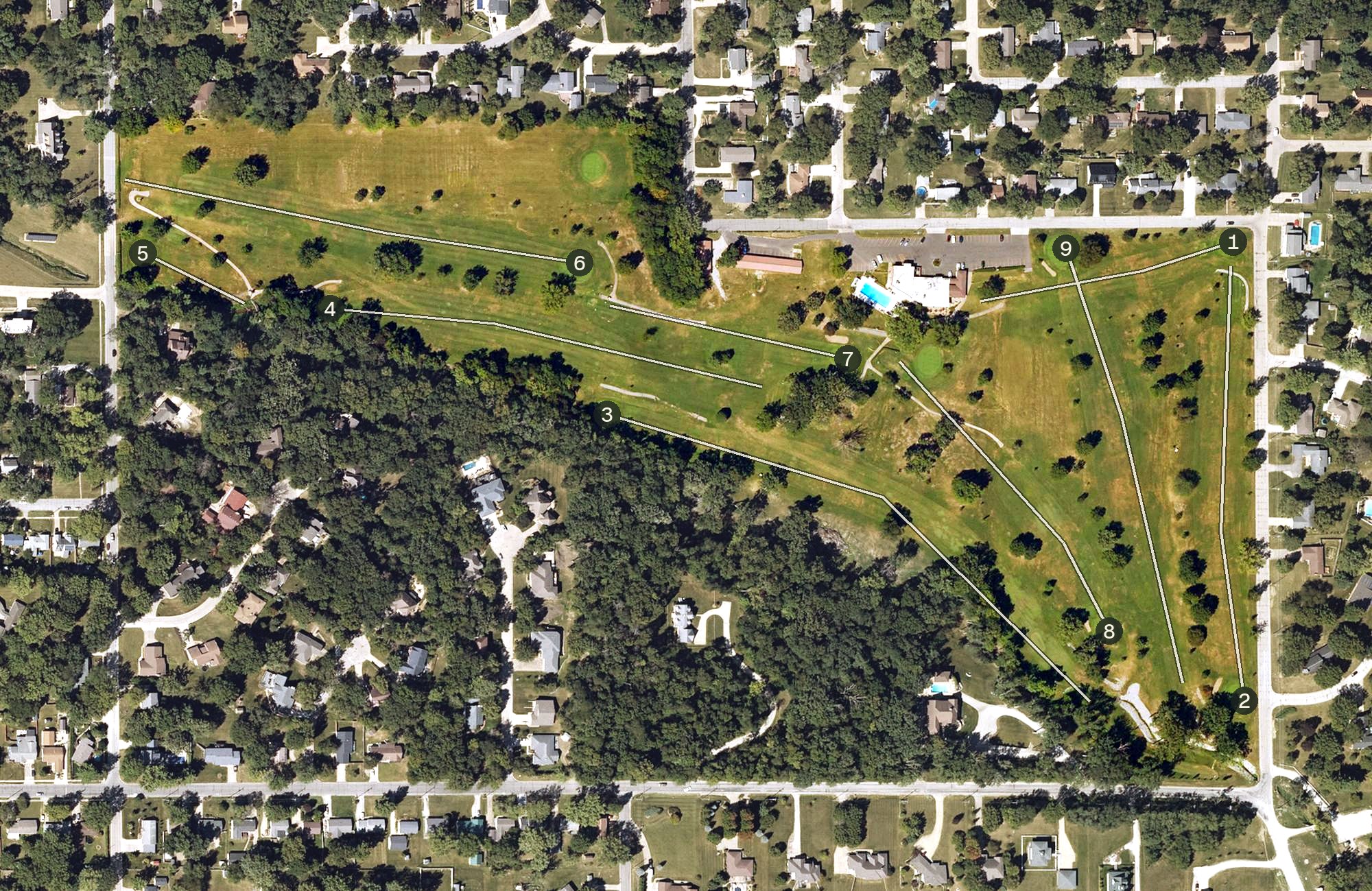 Aerial view of Fairfield Golf and Country Club, IA