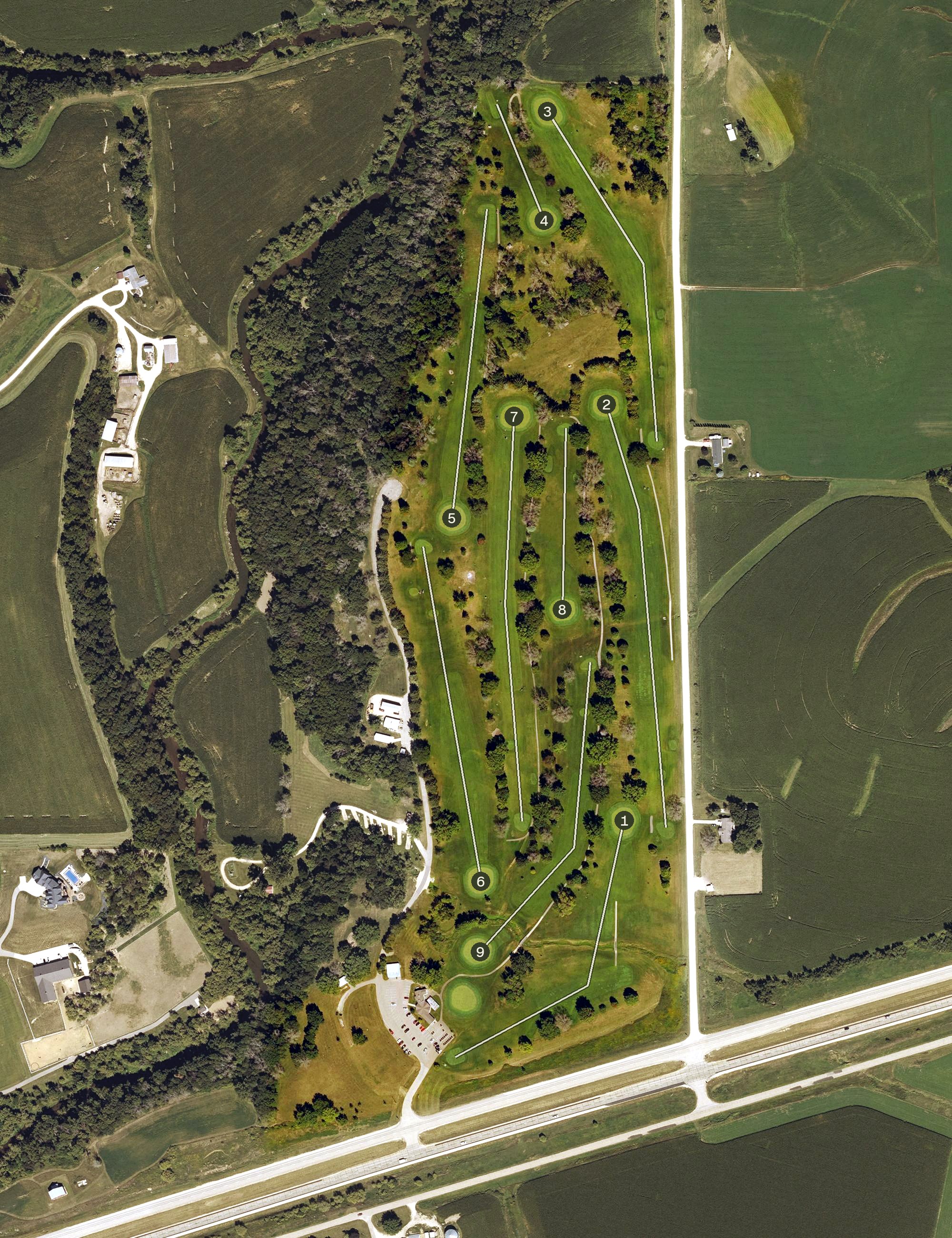 Aerial view of Fillmore Fairways Golf Course, IA