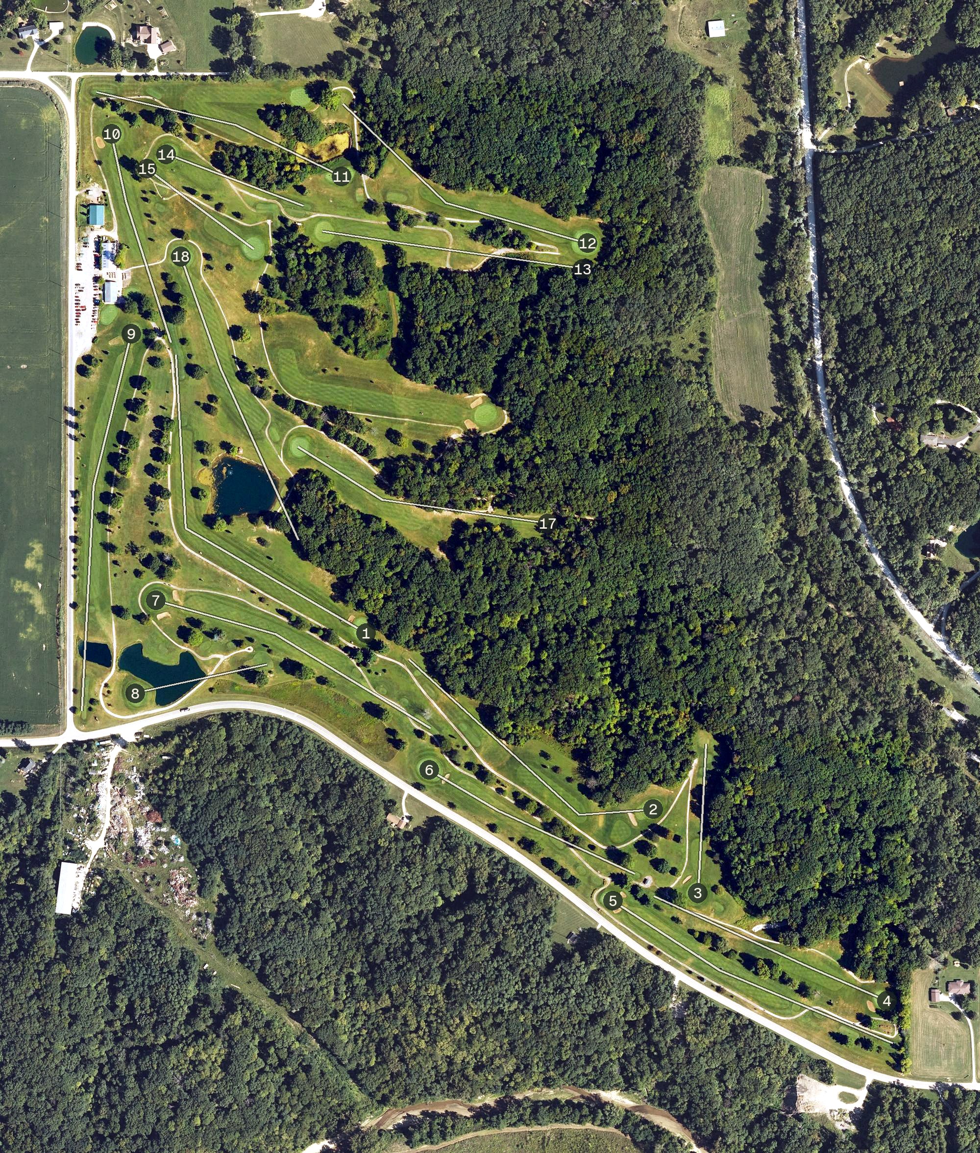 Aerial view of Flint Hills Golf Course, IA