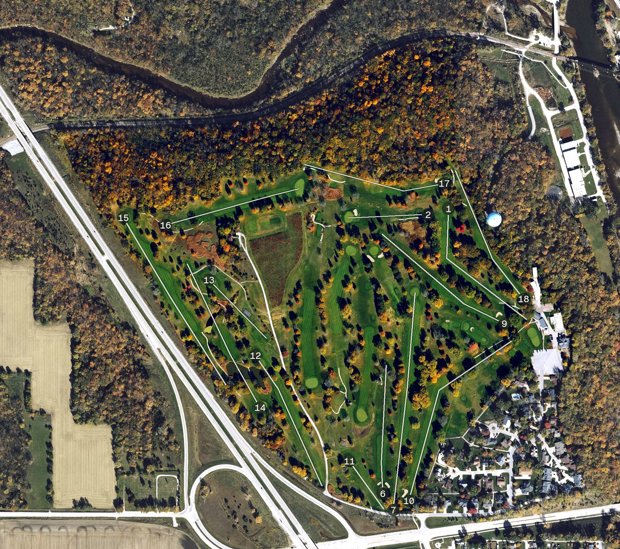 Aerial view of Fort Dodge Country Club, IA