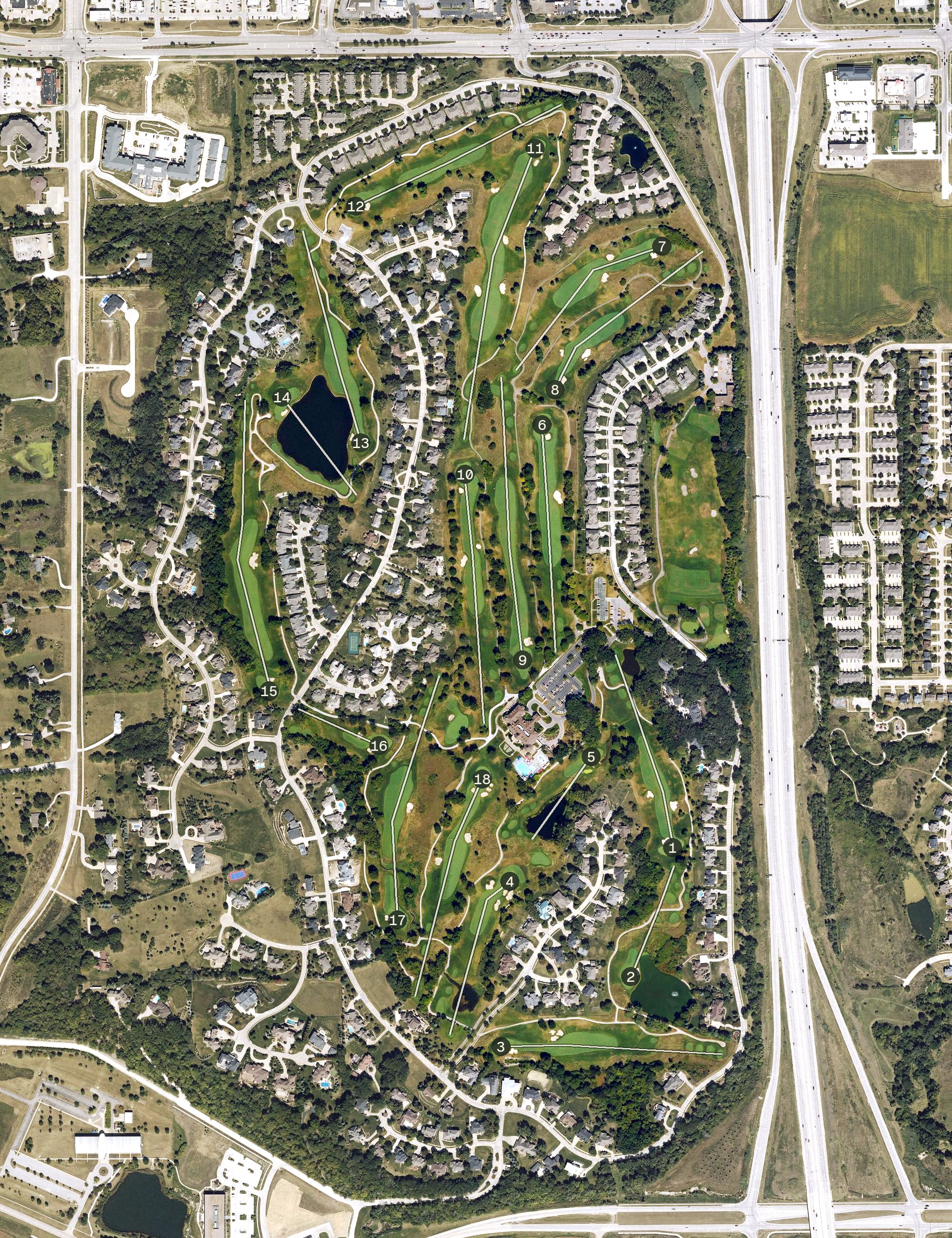 Aerial view of Glen Oaks Country Club, IA