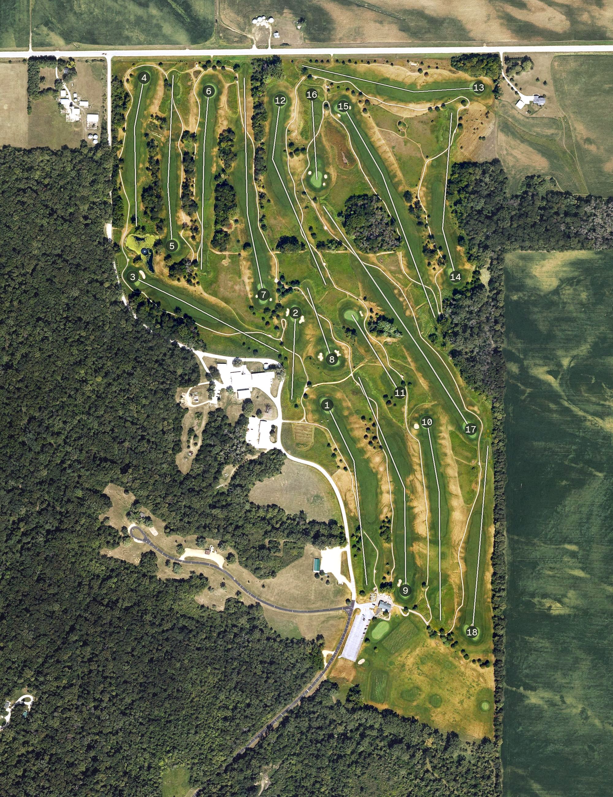 Aerial view of Glynns Creek Golf Course, IA