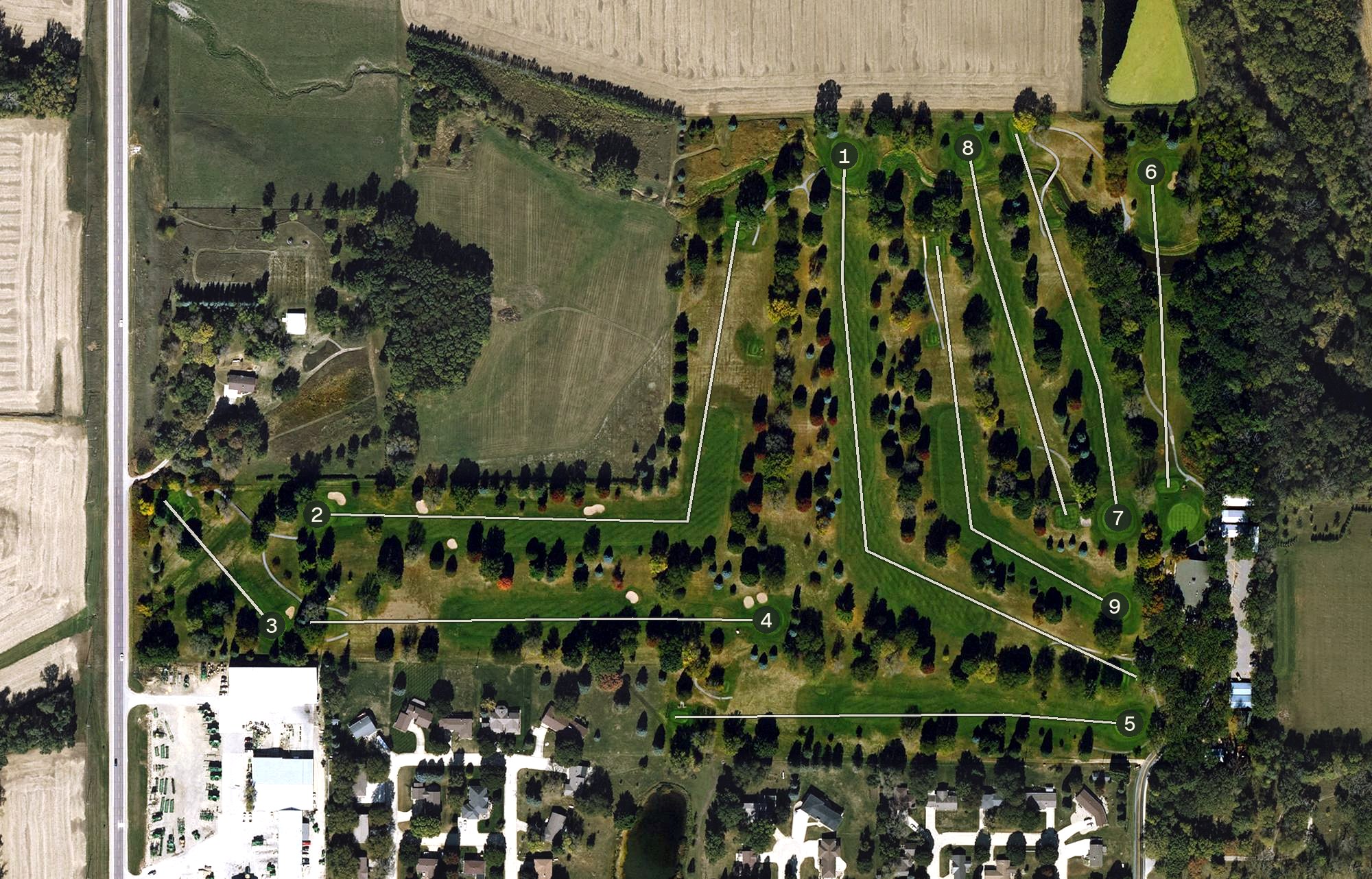 Aerial view of Hampton Country Club, IA