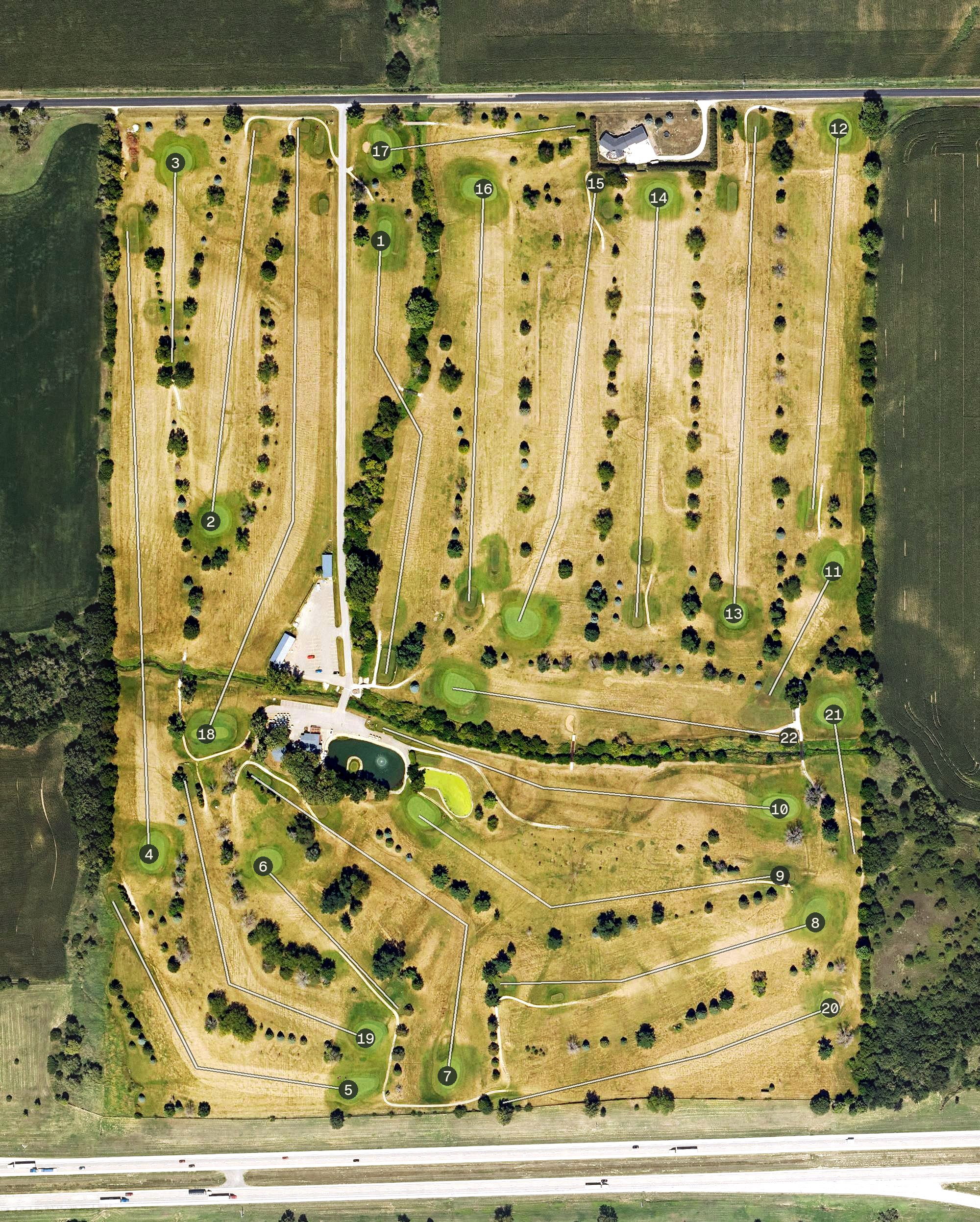 Aerial view of Hidden Hills Golf Course, IA