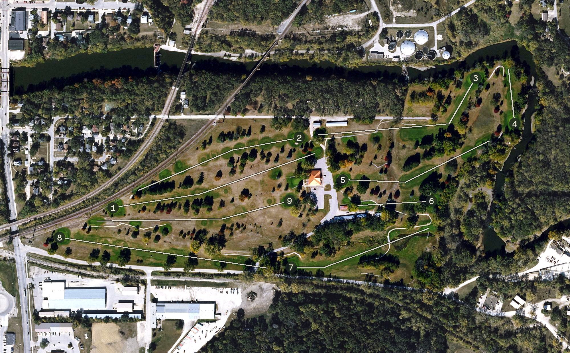 Aerial view of Highland Golf Club, IA