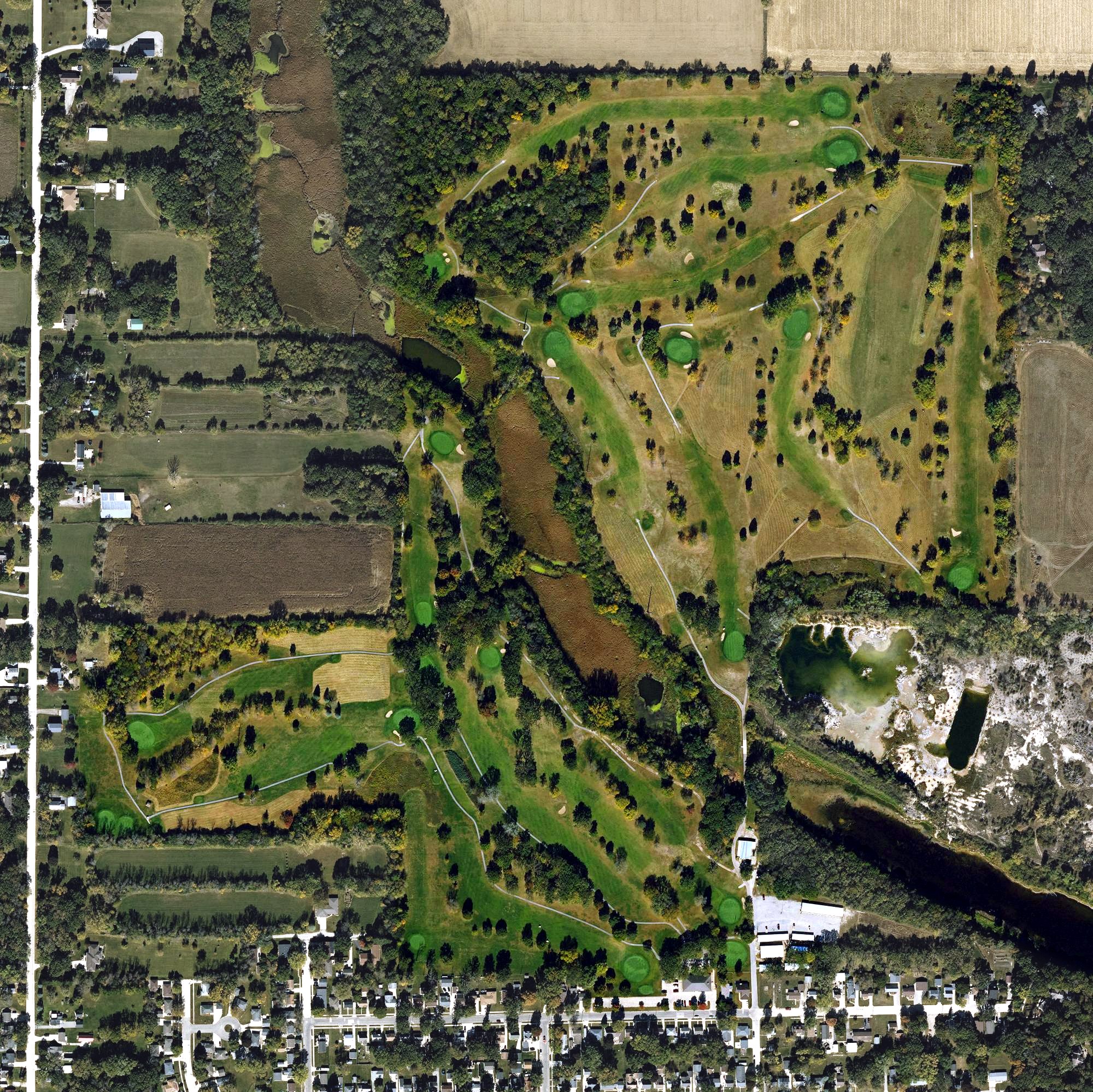 Aerial view of Highland Park Golf Course, IA