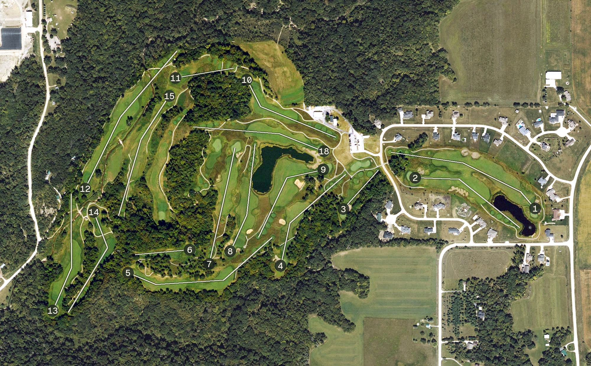 Aerial view of Honey Creek Golf Club, IA
