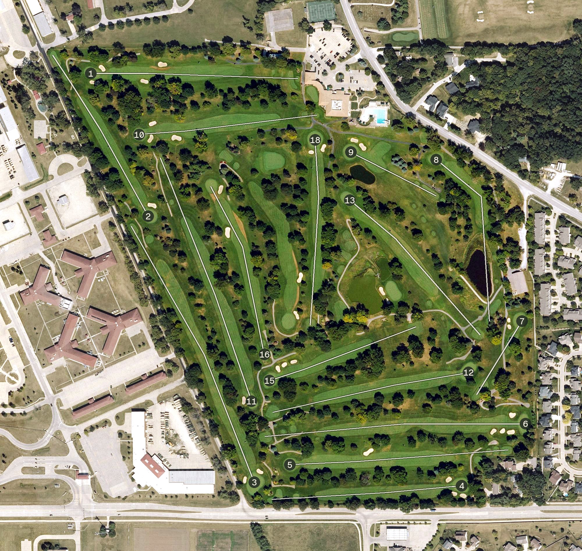 Aerial view of Hyperion Golf Course, IA