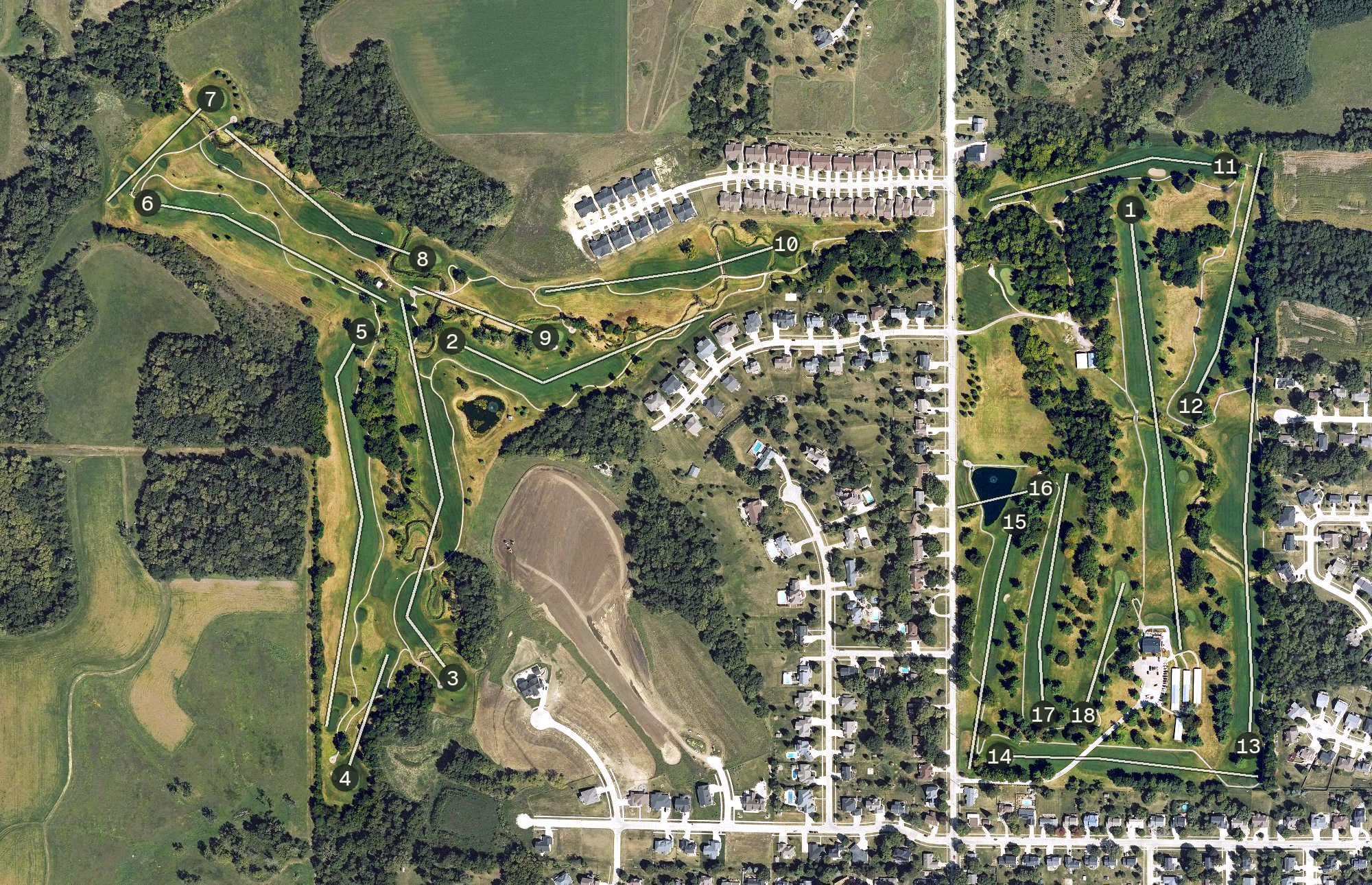 Aerial view of Indianola Country Club, IA