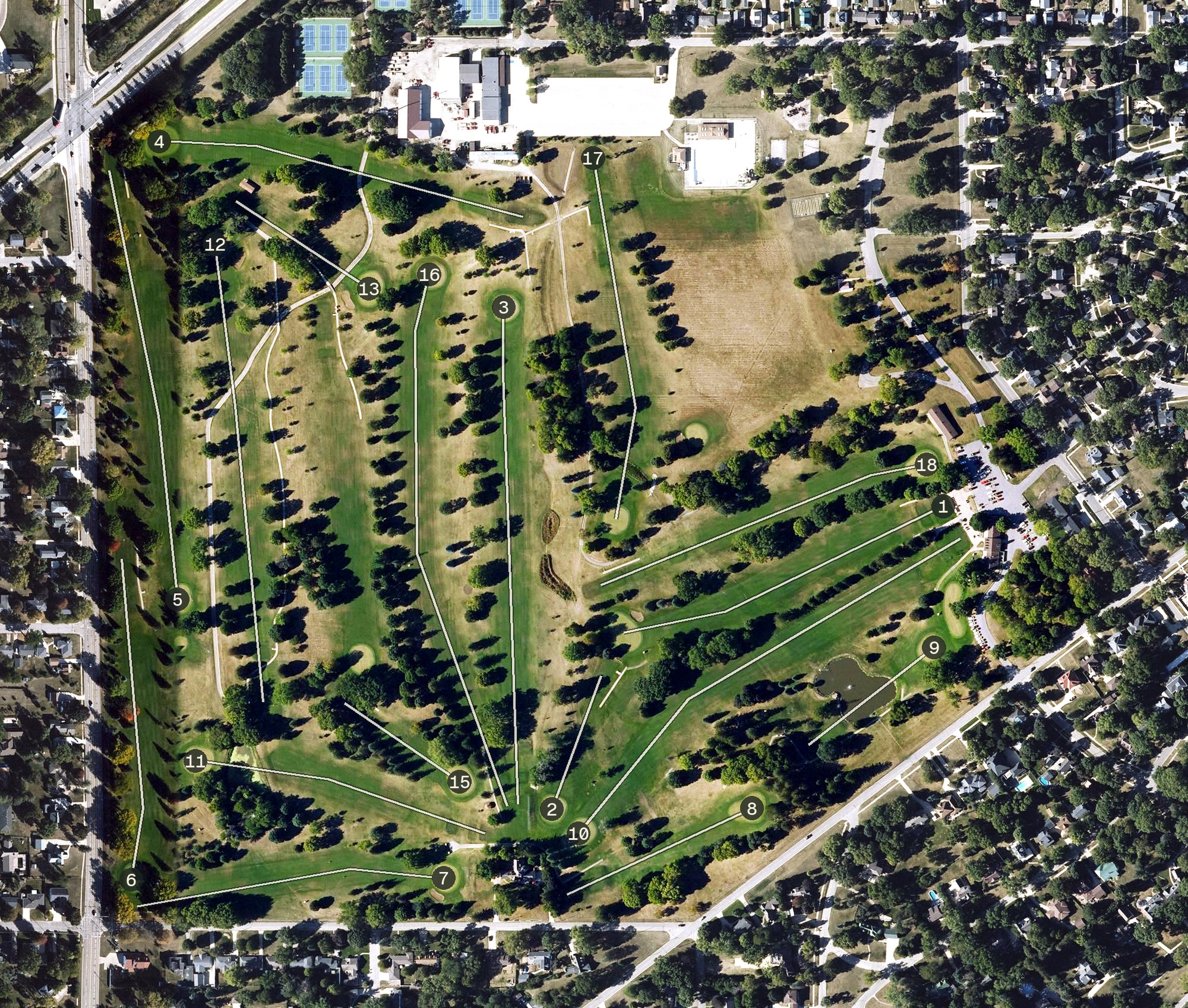 Aerial view of Irv Warren Memorial Golf Course, IA