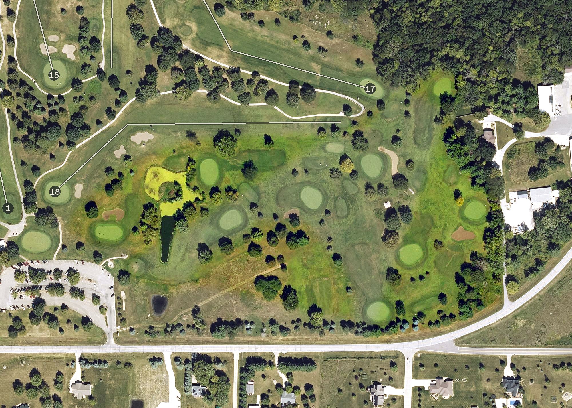 Aerial view of Jester Park Executive Golf Course, IA