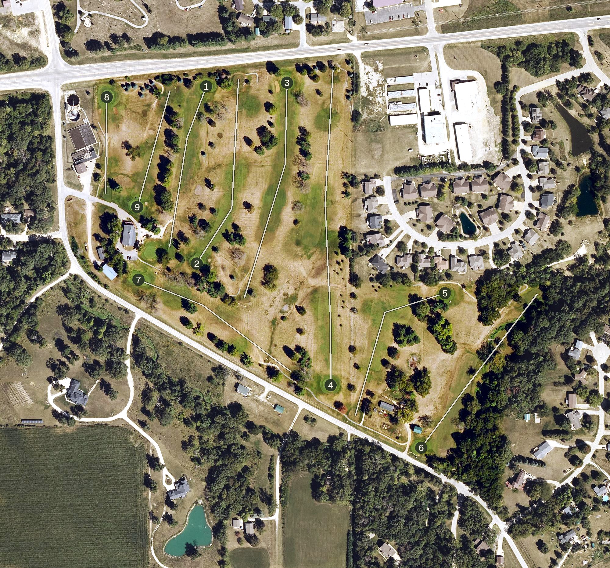 Aerial view of Kernoustie Golf Club, IA