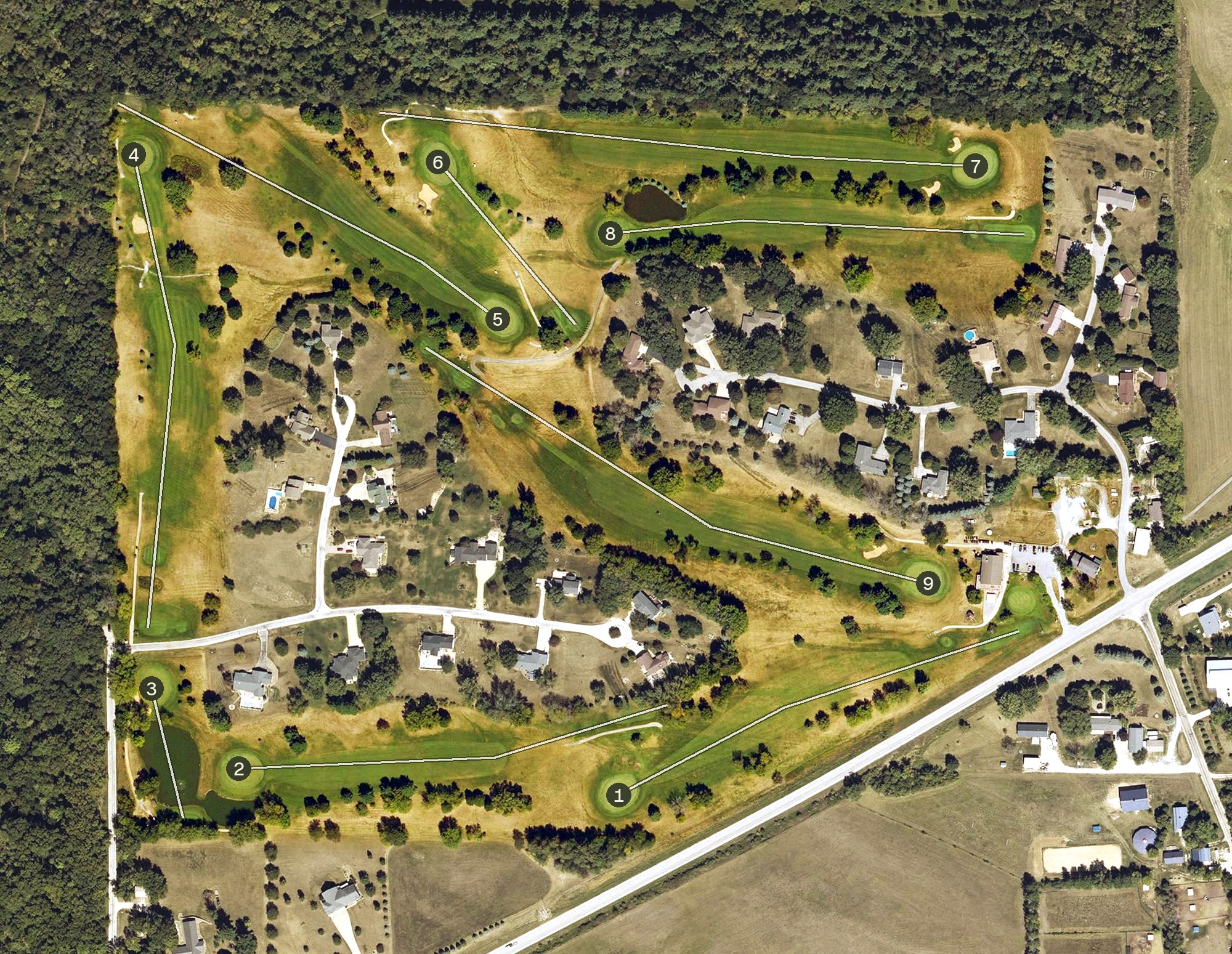 Aerial view of Lake MacBride Golf Course, IA