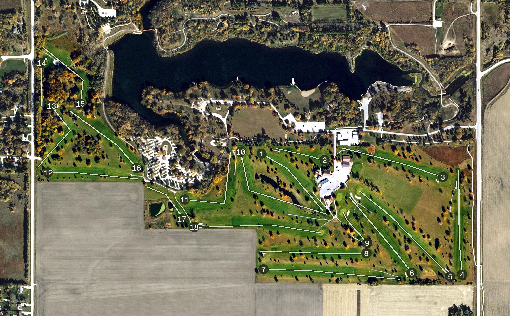 Aerial view of Lakeside Municipal Golf Course, IA