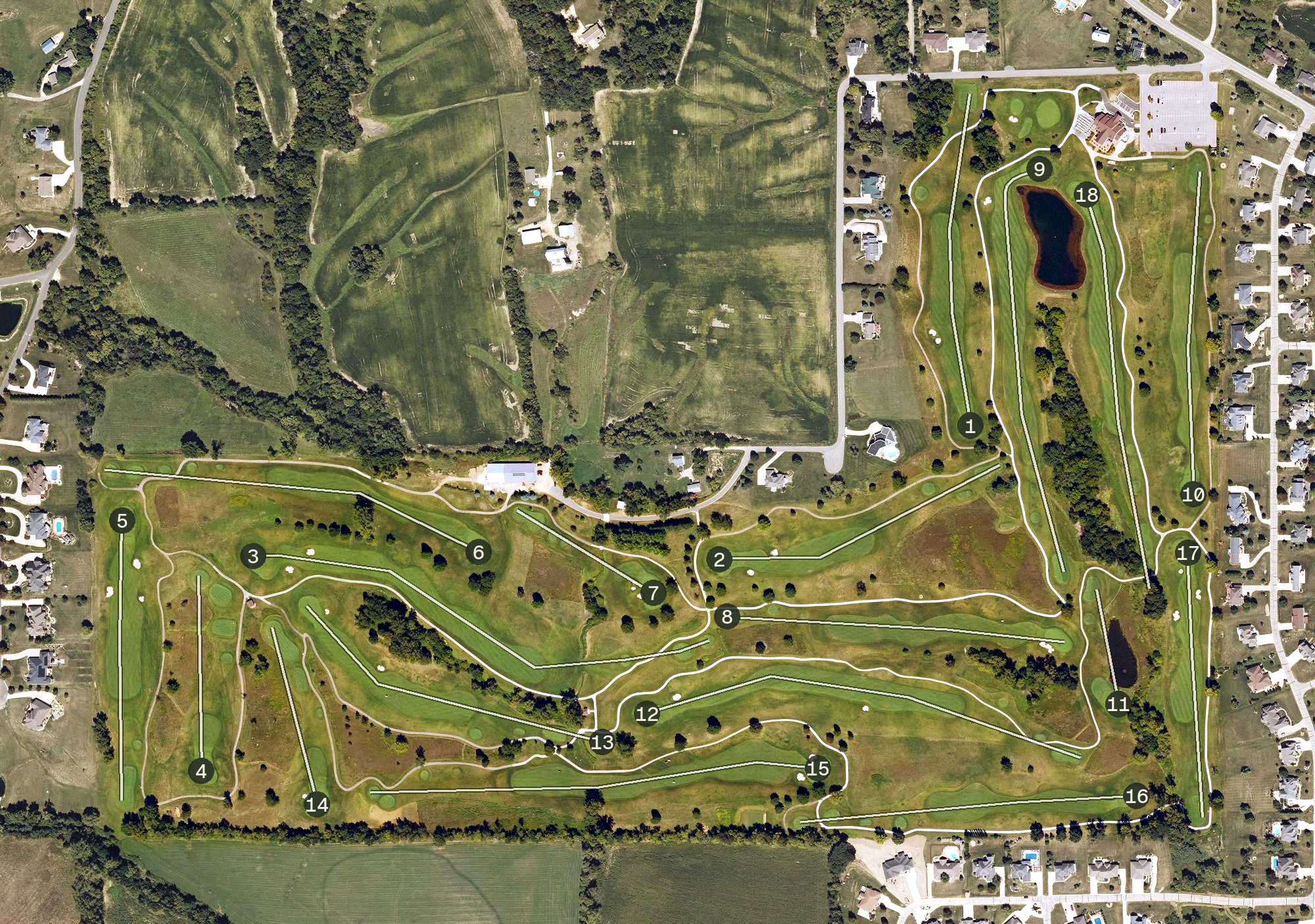 Aerial view of Meadows Golf Club, IA