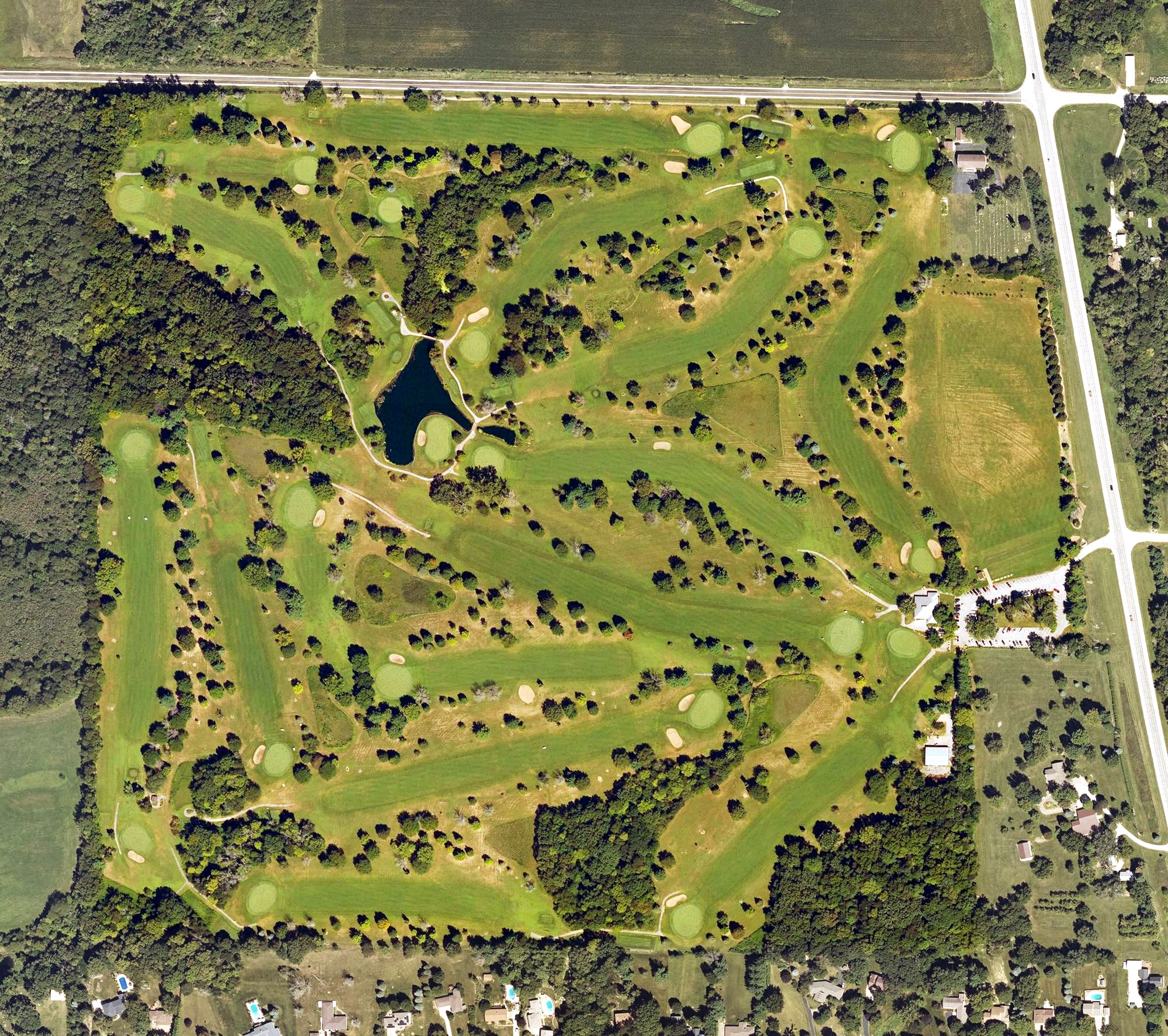 Aerial view of Muscatine Municipal Golf Course, IA
