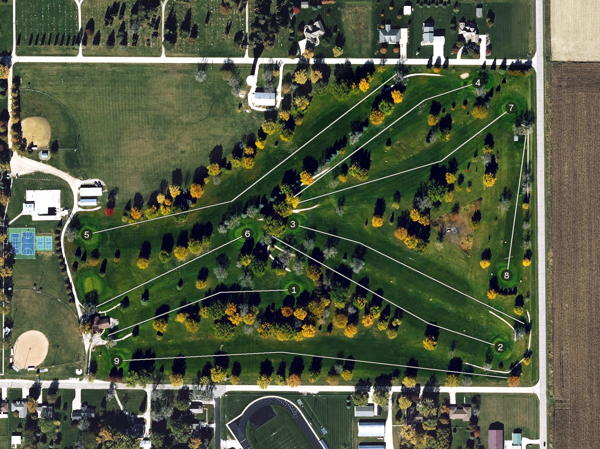 Aerial view of Newell Golf Course, IA