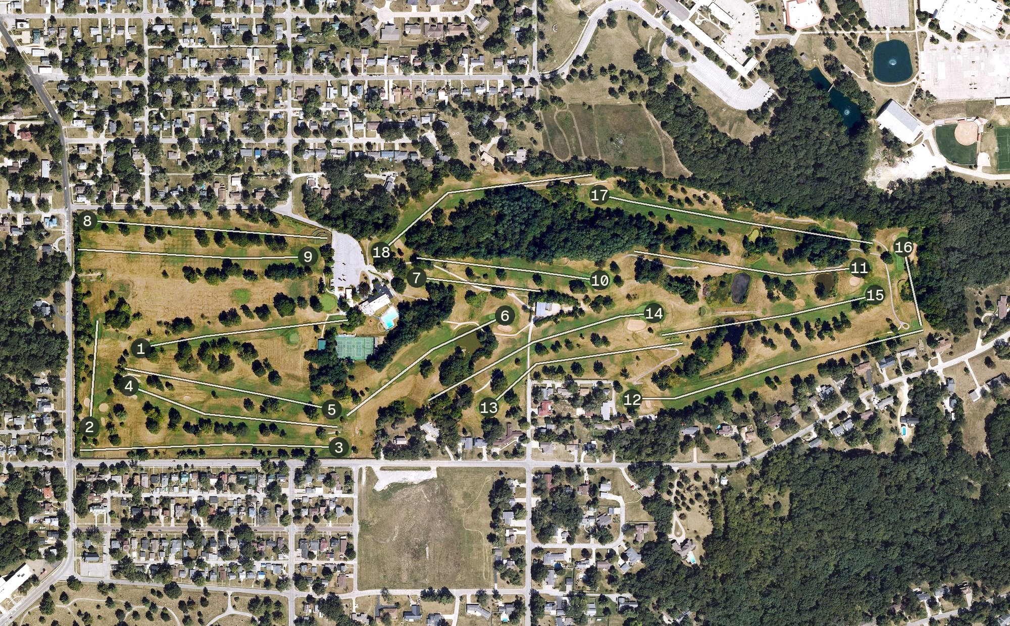 Aerial view of Ottumwa Country Club, IA