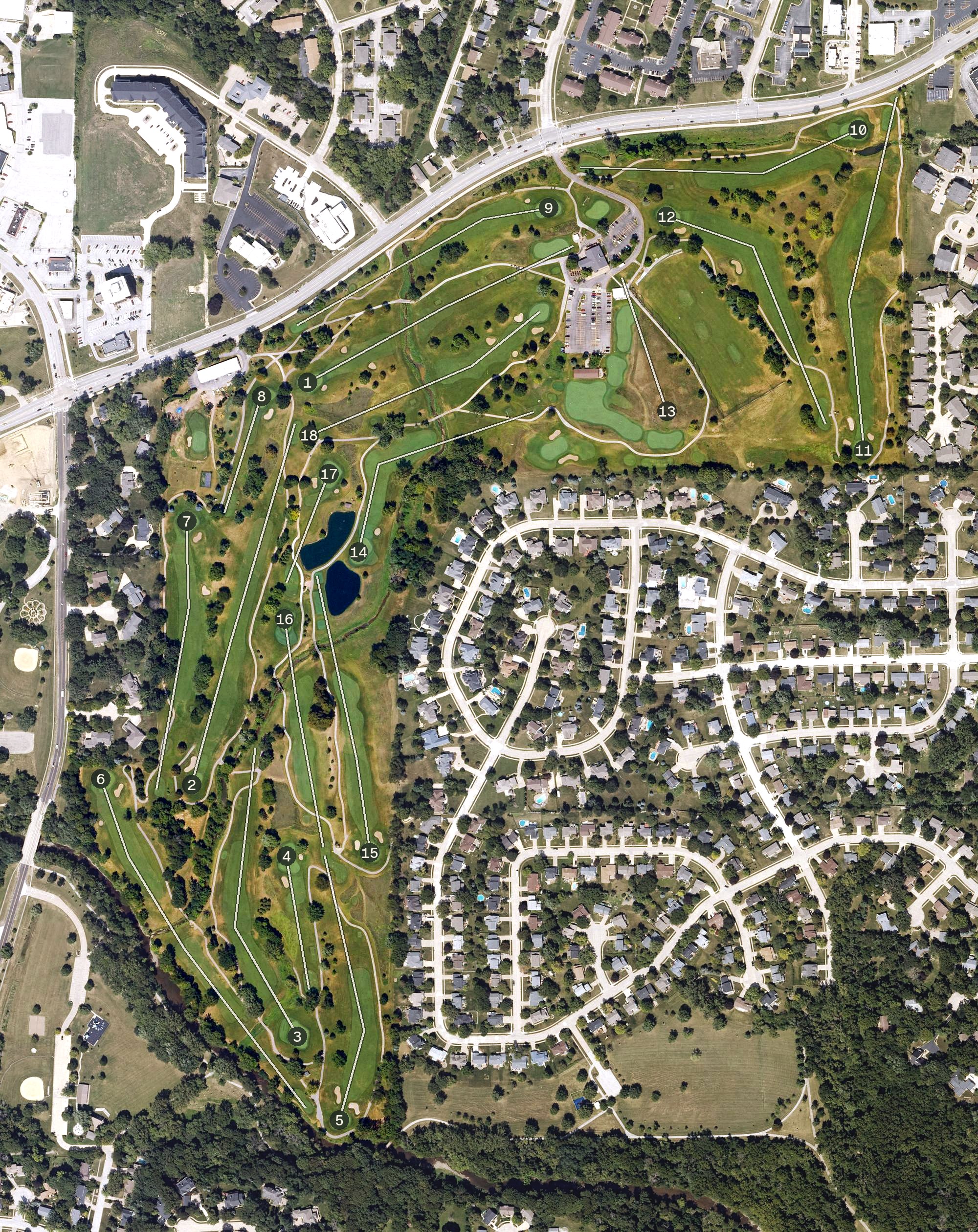 Aerial view of Palmer Hills Golf Course, IA