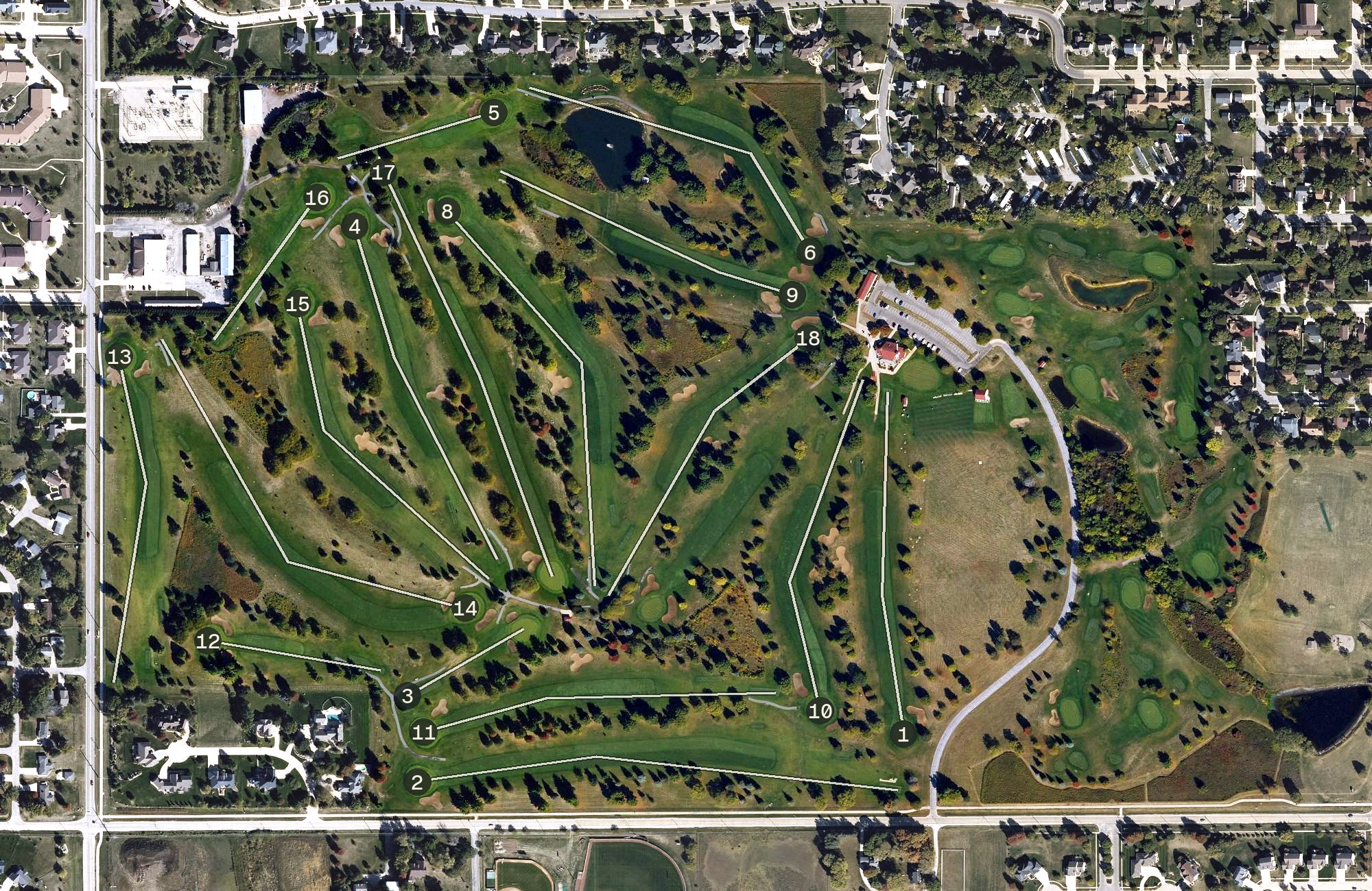 Aerial view of Pheasant Ridge Golf Course, IA