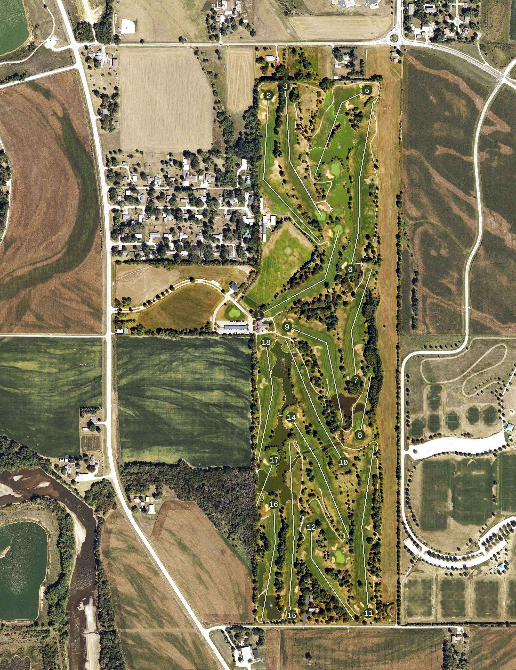 Aerial view of Pleasant Valley Golf Course, IA