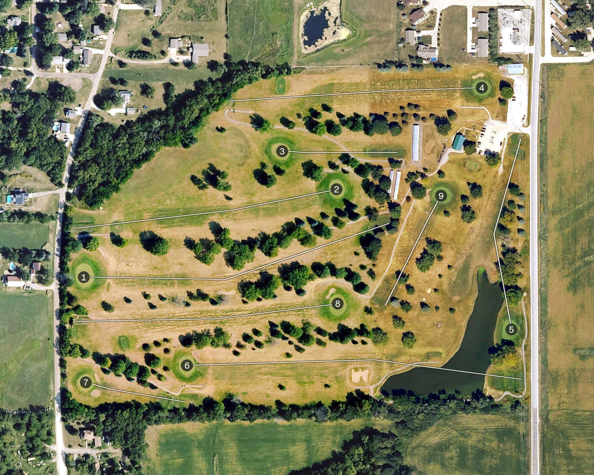 Aerial view of Pleasantville Golf & Country Club, IA