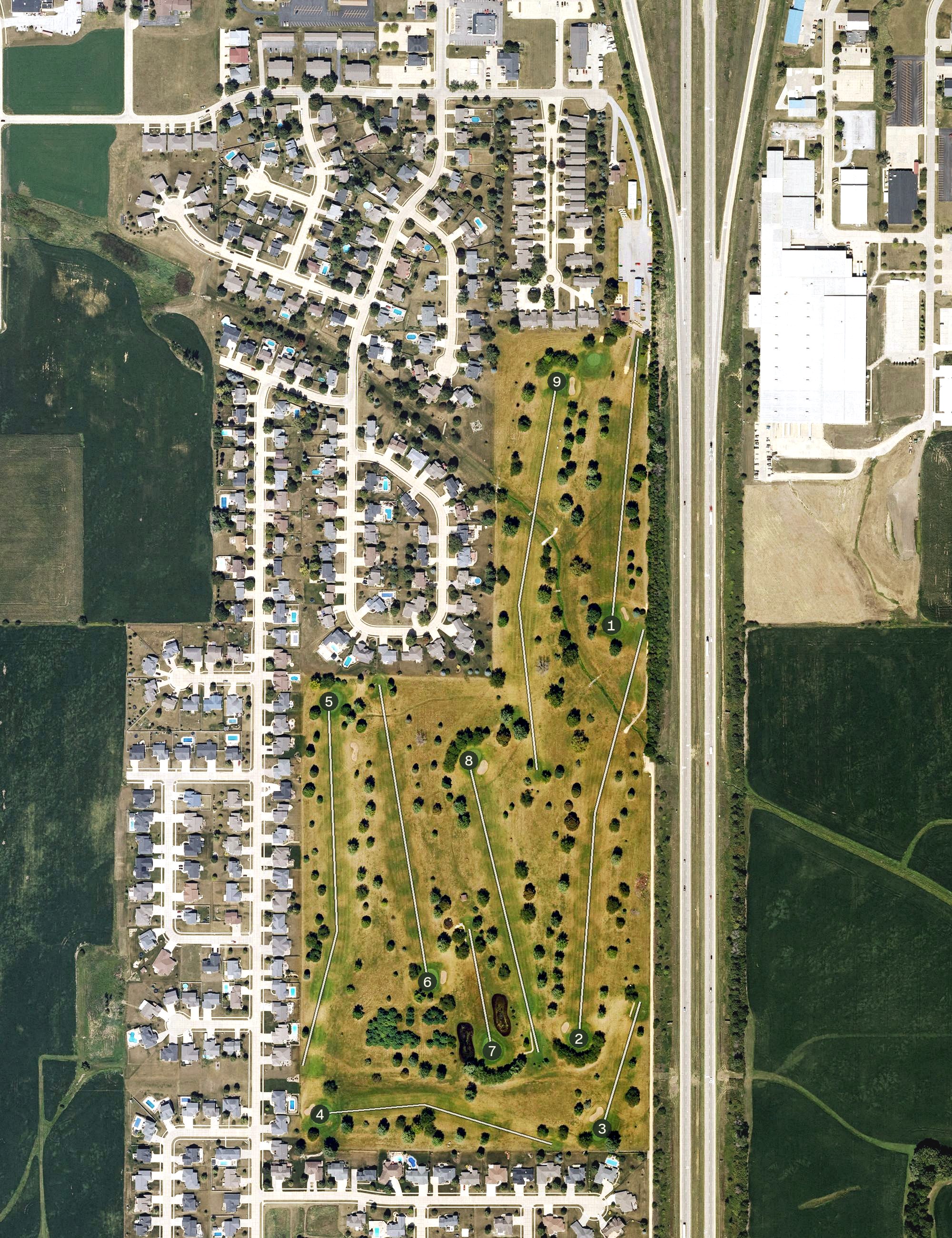 Aerial view of Rustic Ridge Golf Course, IA