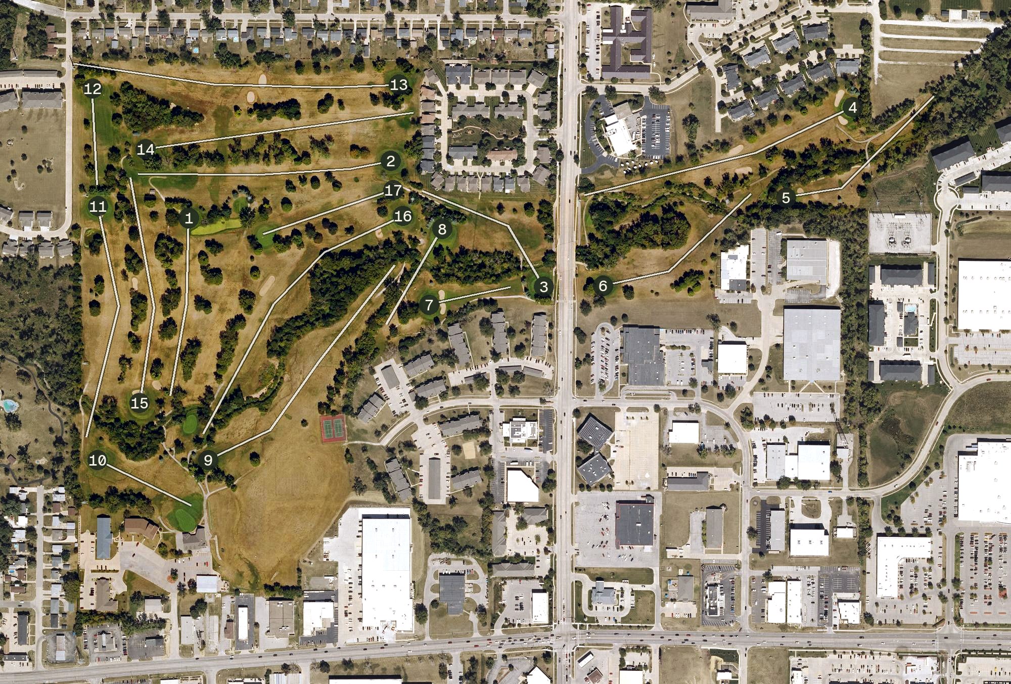 Aerial view of Saint Andrews Golf Course, IA