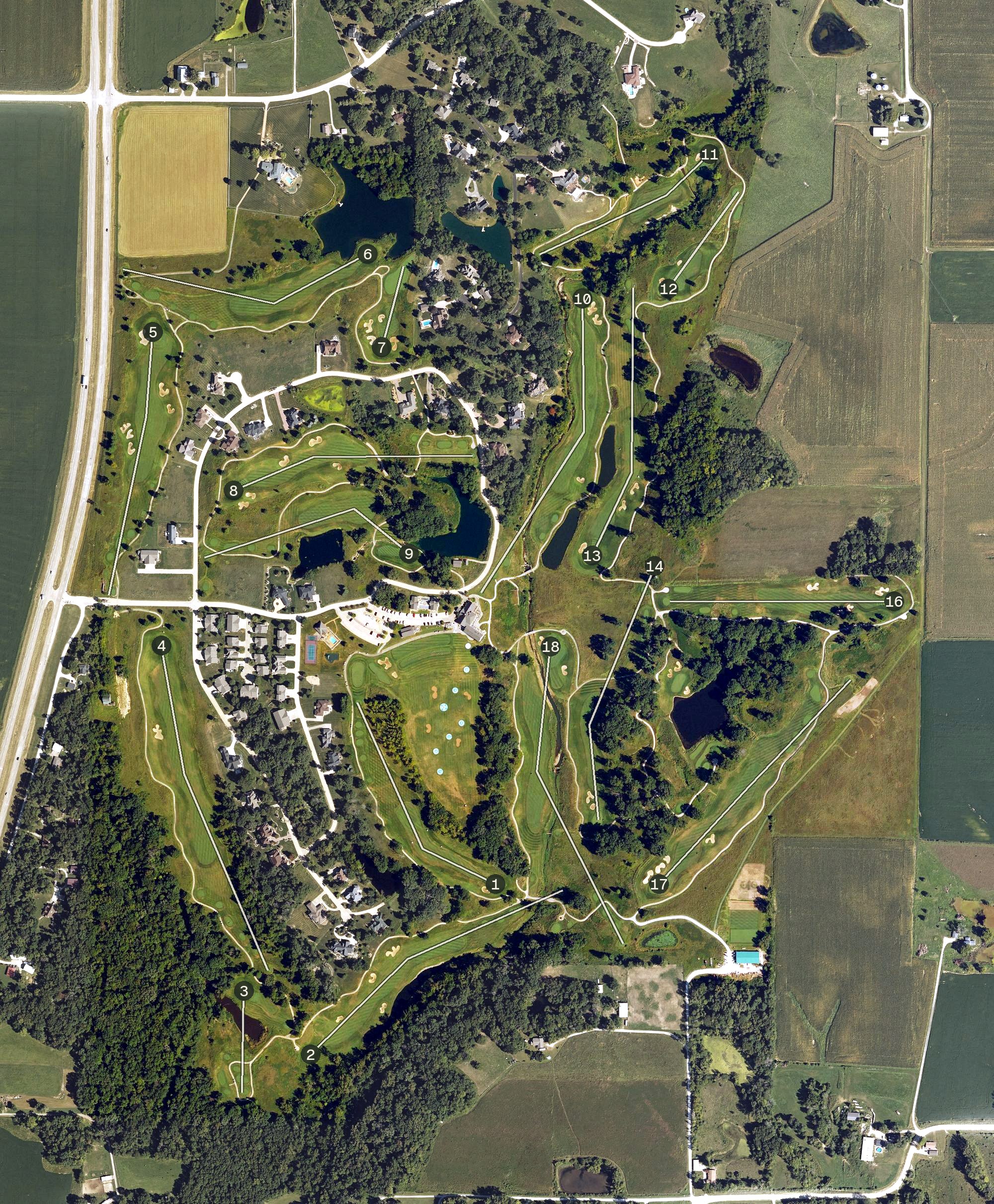 Aerial view of Spirit Hollow Golf Course, IA