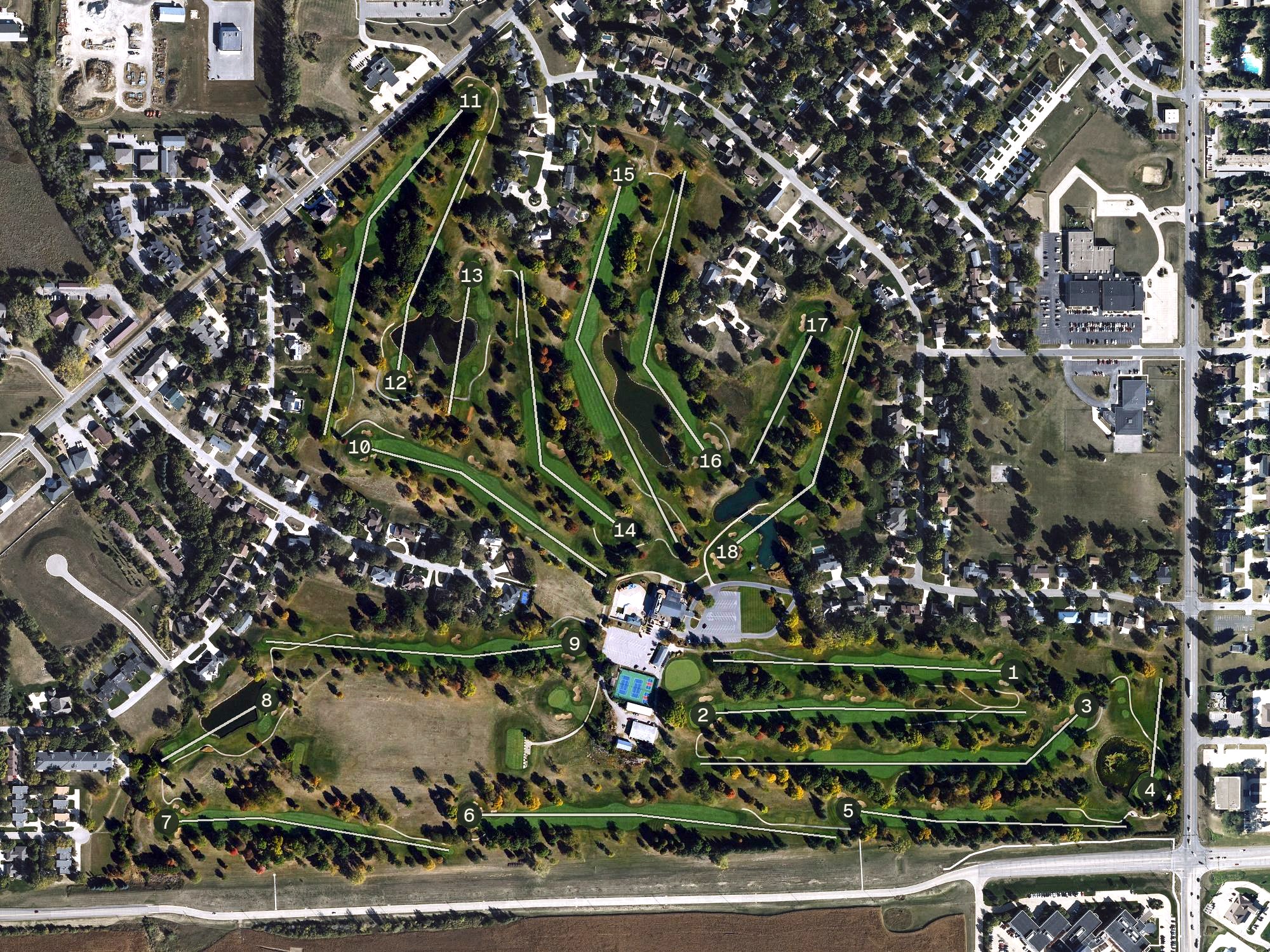 Aerial view of Sunnyside Country Club, IA