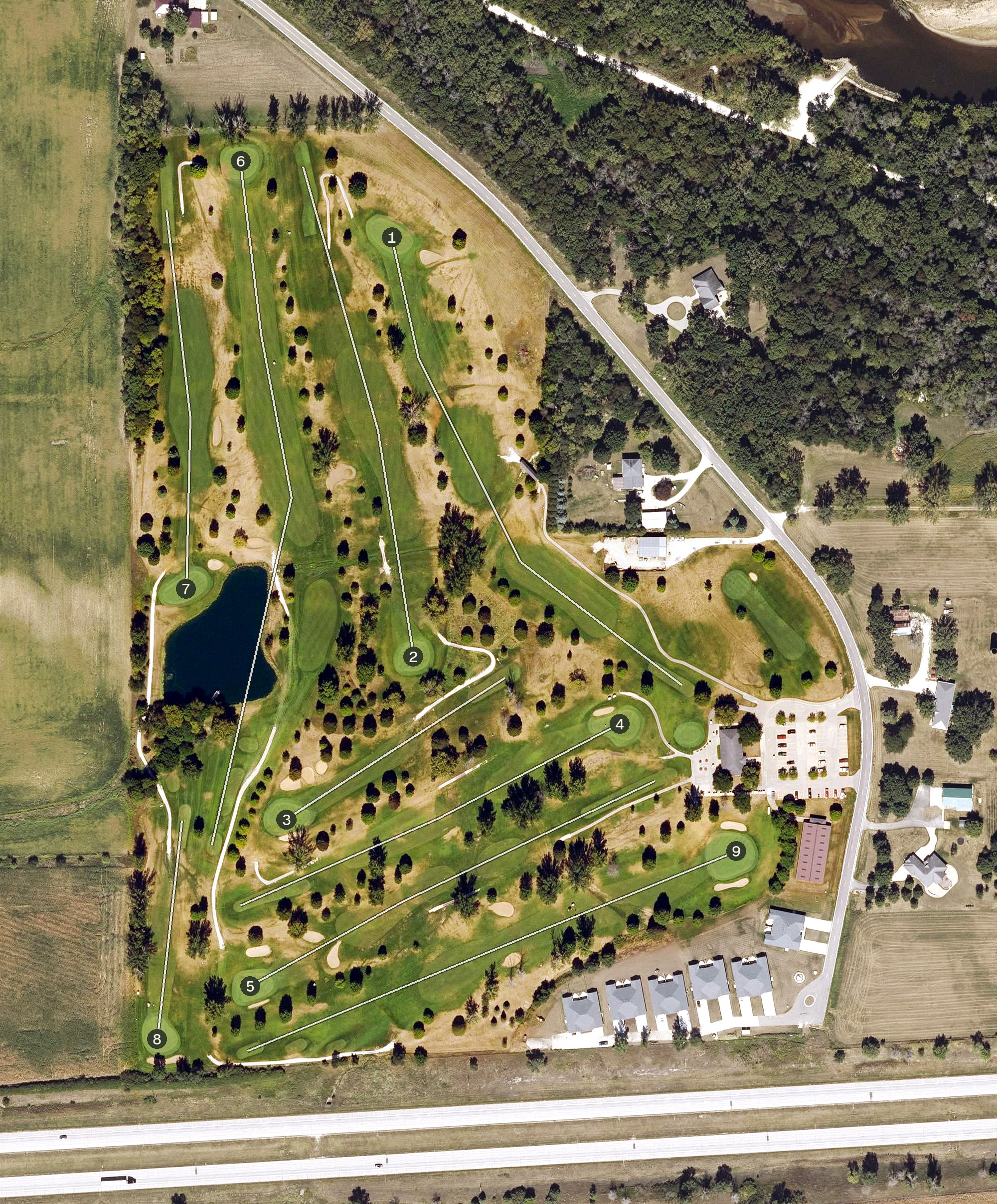 Aerial view of Three Elms Golf Course, IA