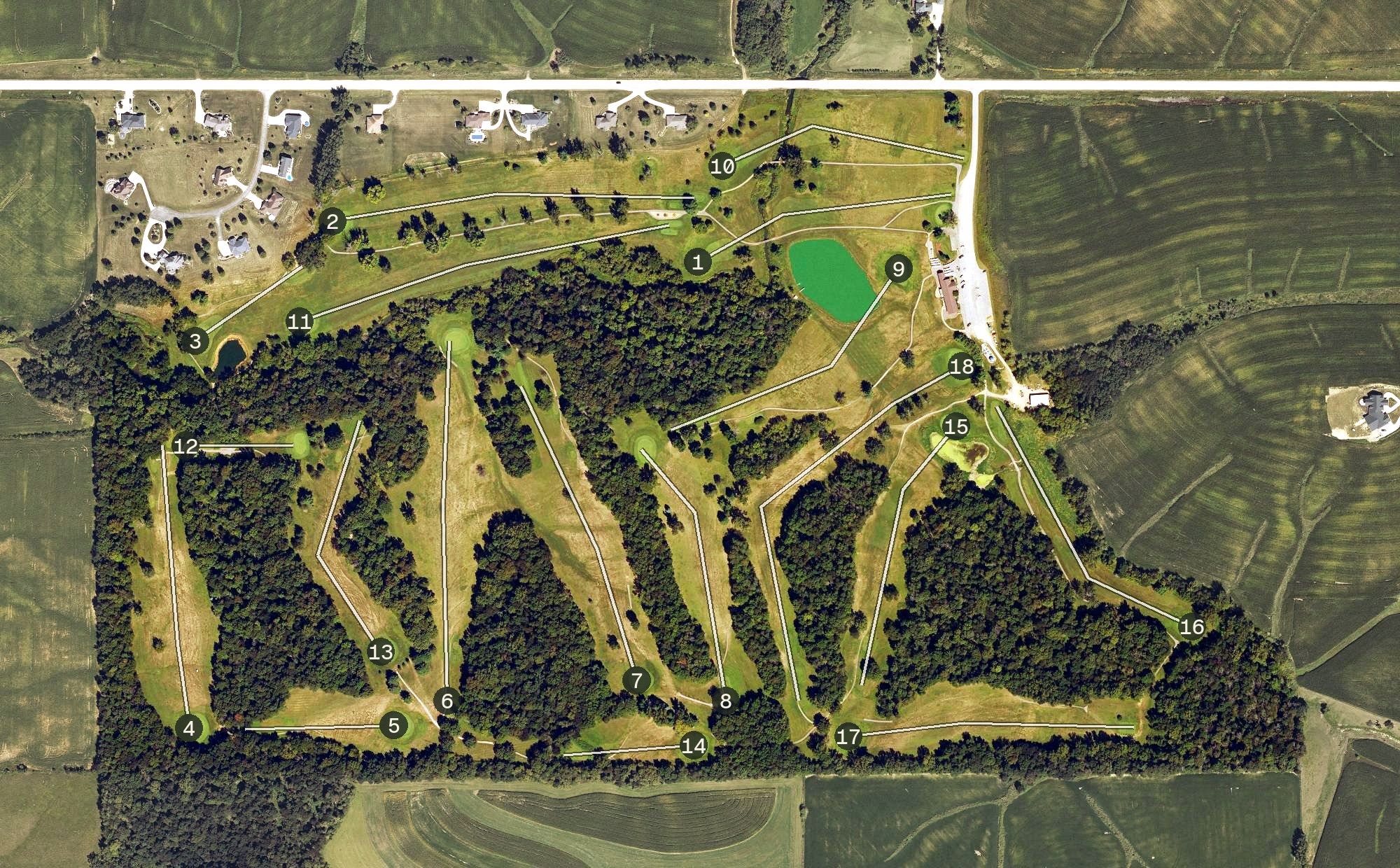 Aerial view of Timberline Golf Course, IA