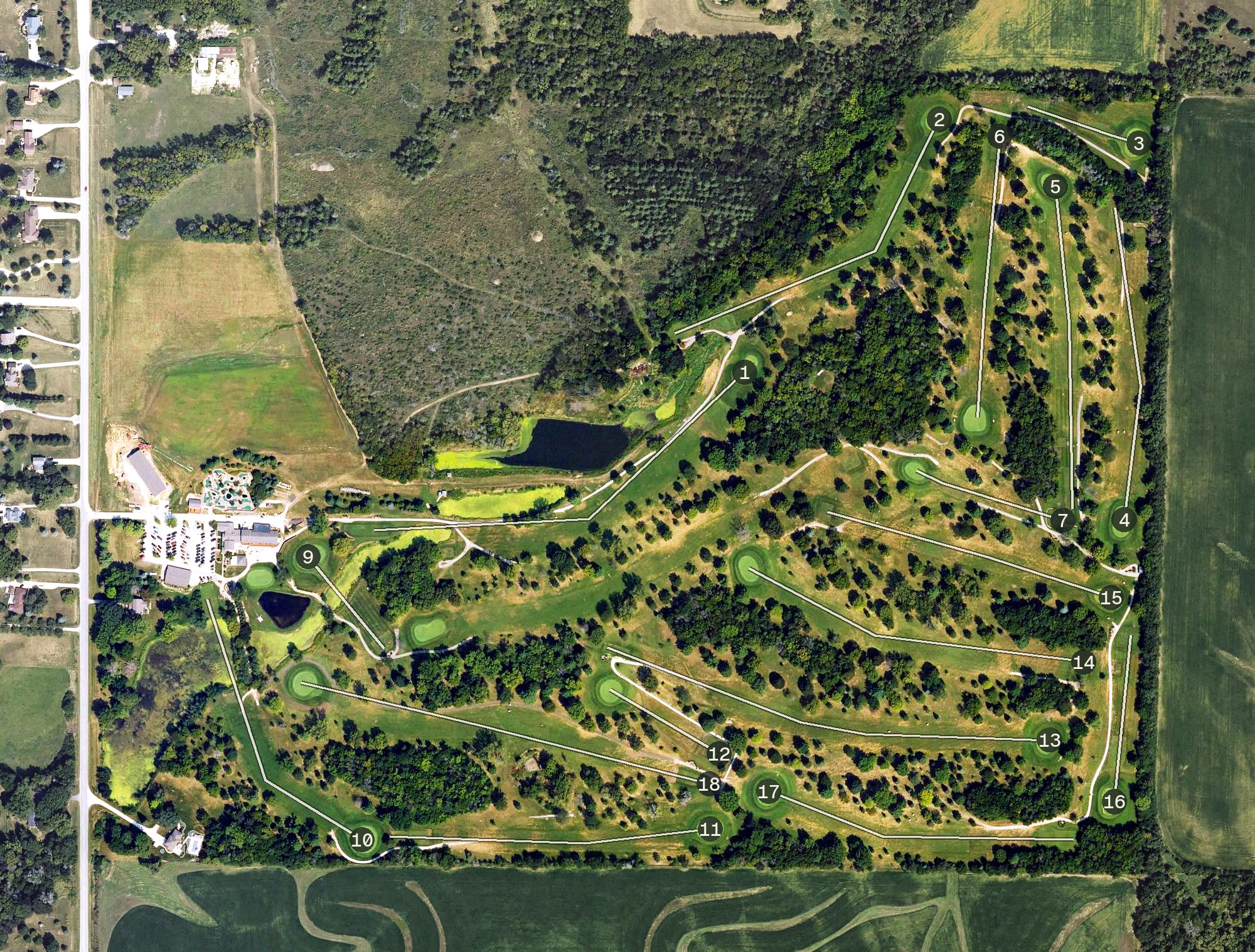 Aerial view of Toad Valley Golf Course, IA