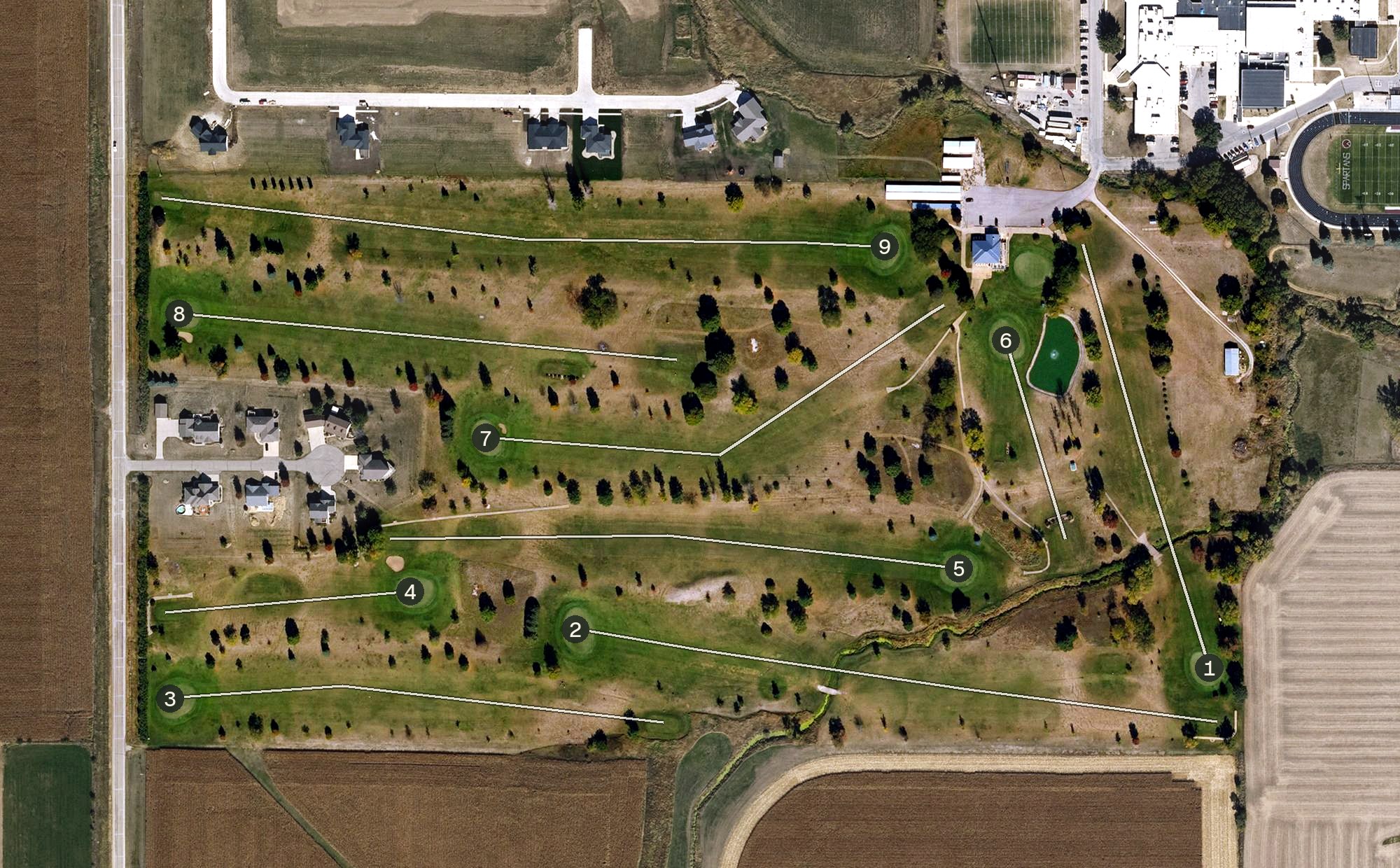 Aerial view of Town and Country Golf Club, IA