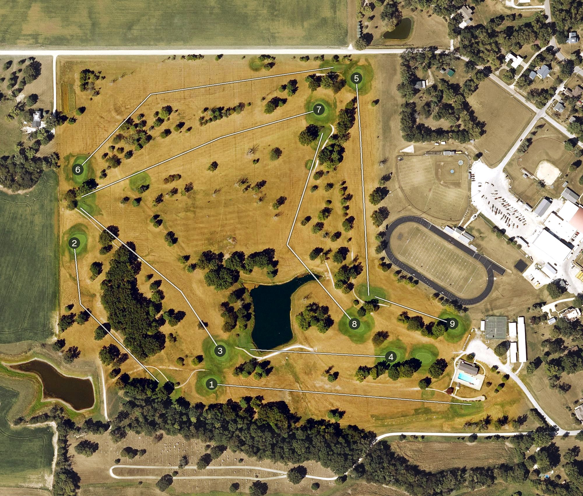 Aerial view of Van Buren Recreation Area Golf, IA