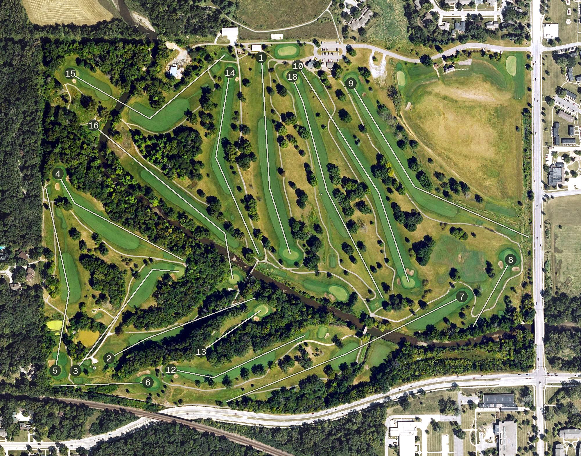 Aerial view of Veenker Memorial Golf Course, IA