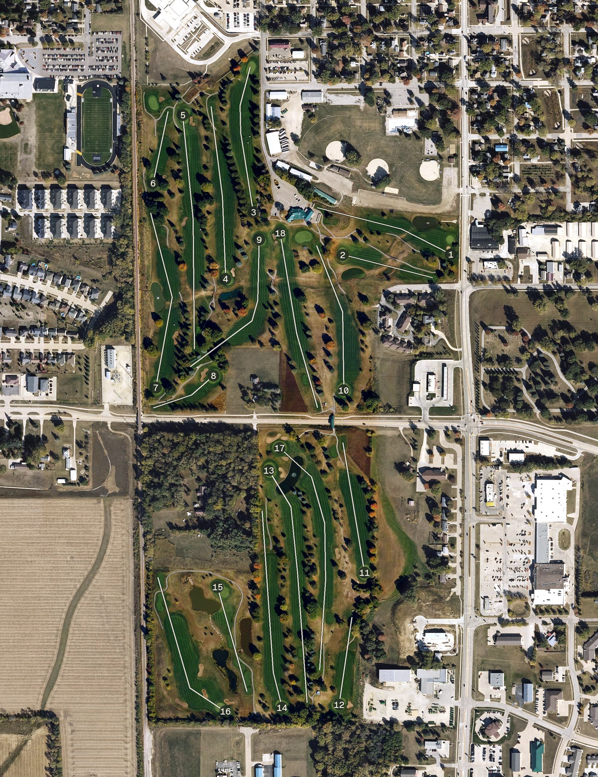Aerial view of Waverly Municipal Golf Course, IA