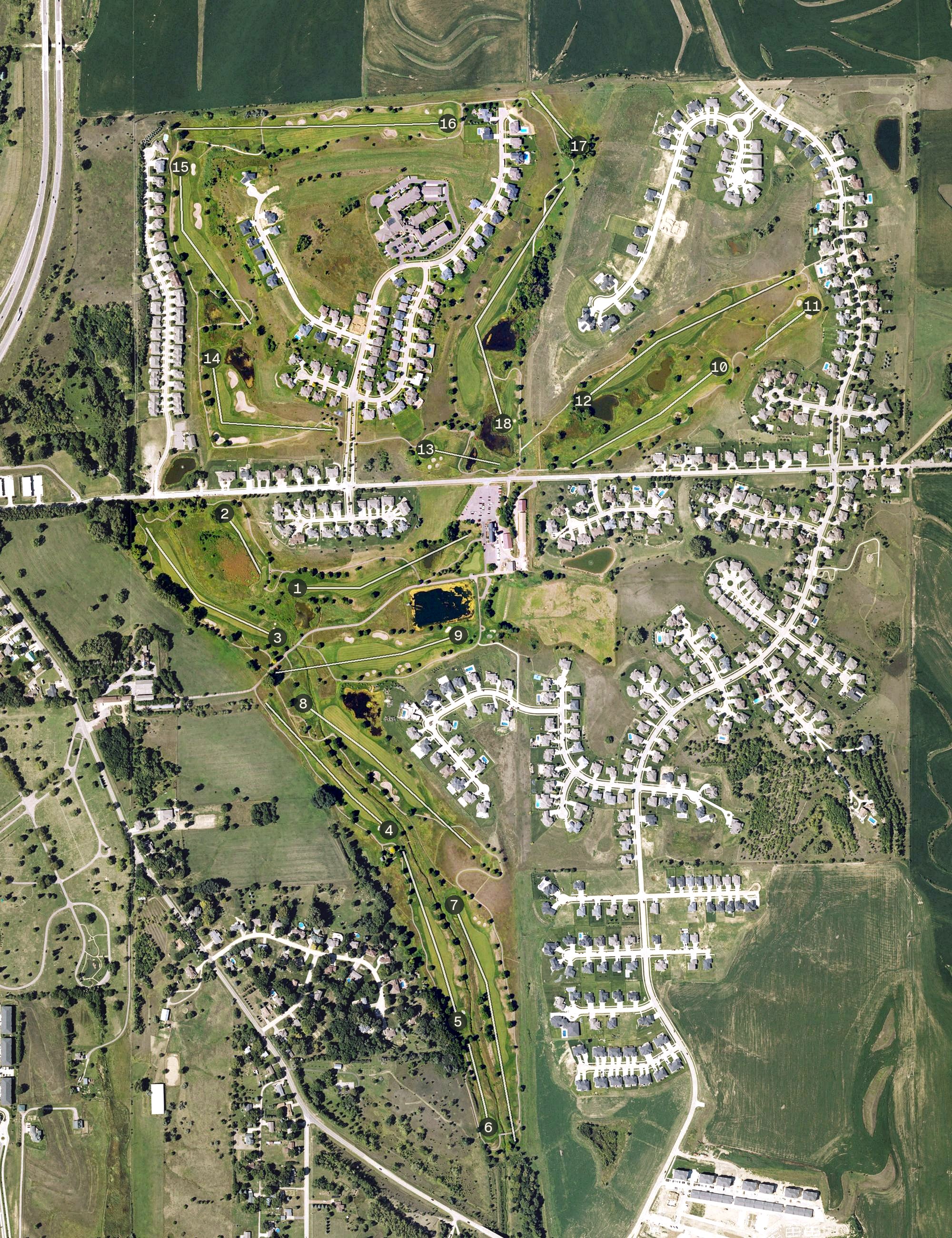 Aerial view of Whispering Creek Golf Club, IA