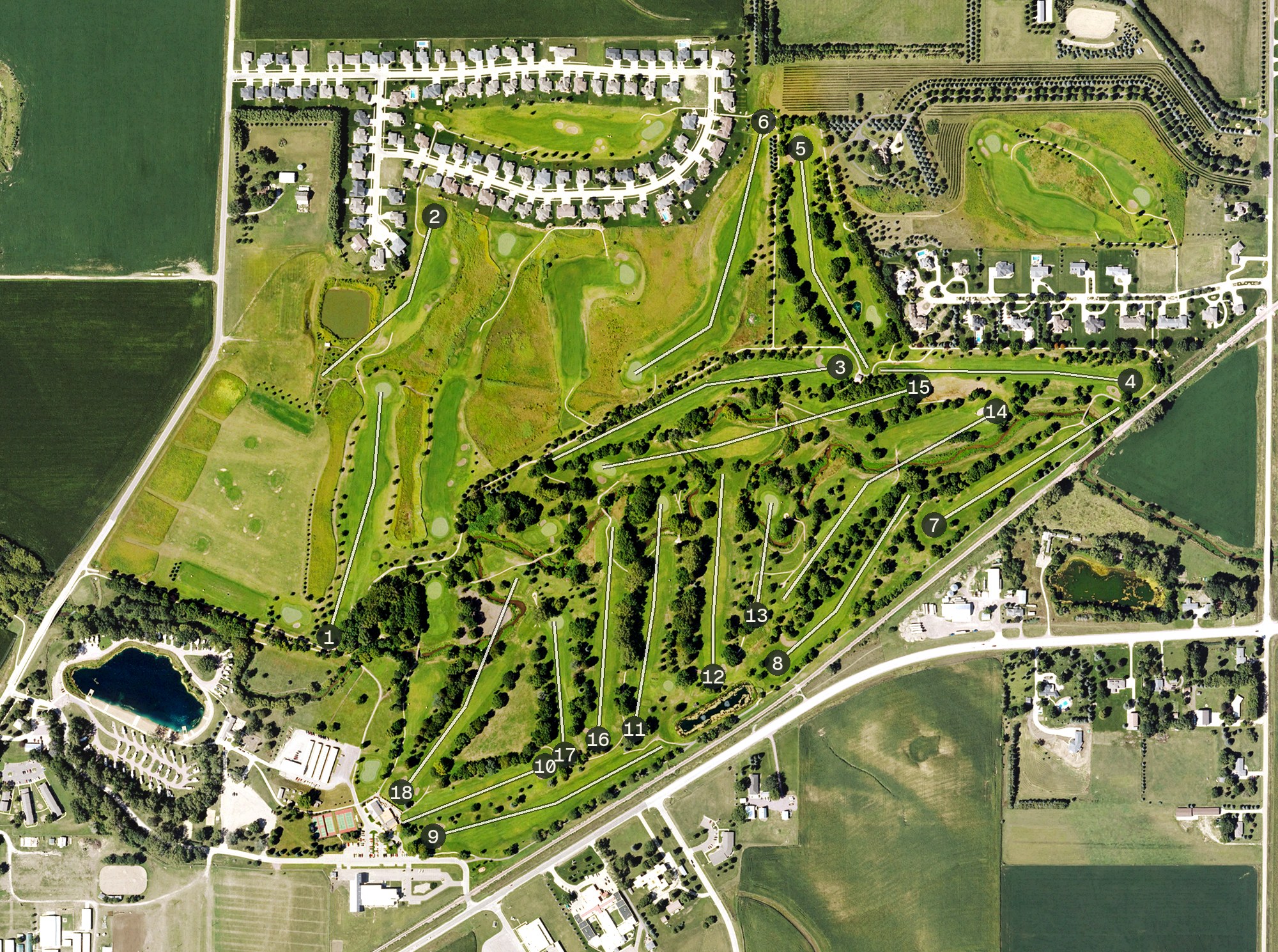 Aerial view of Willow Creek Golf Course, IA