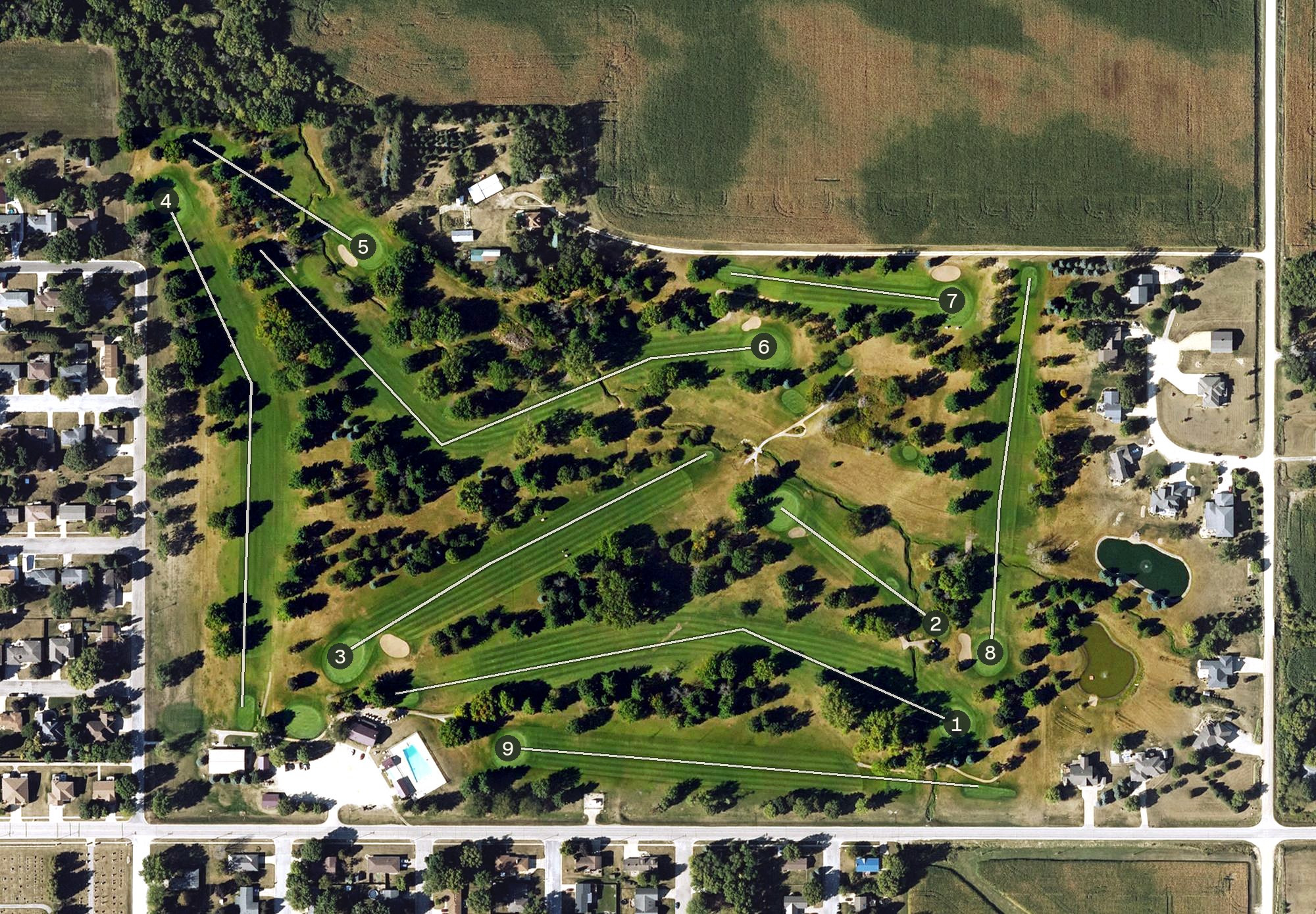 Aerial view of Willow Run Country Club, IA